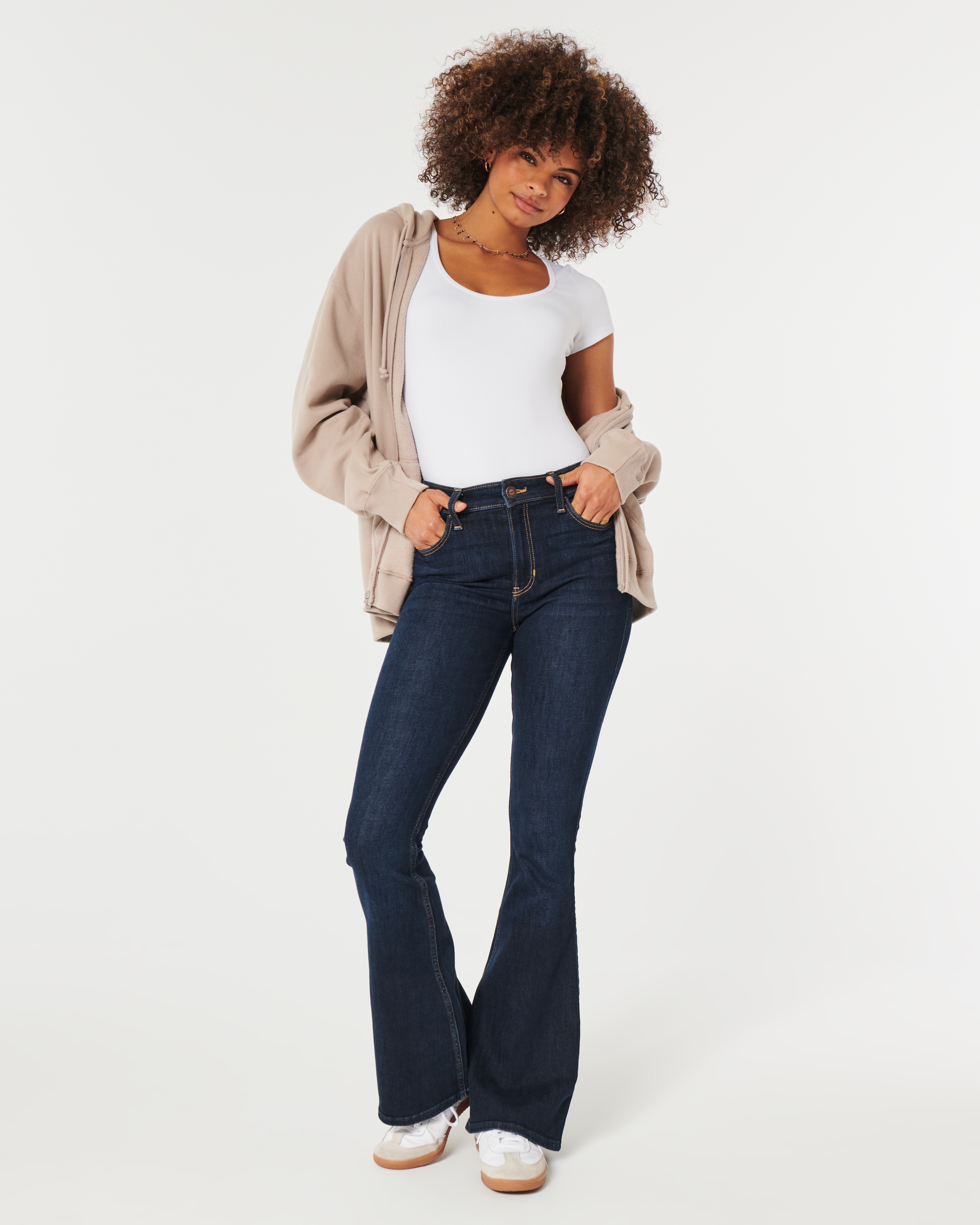 Hollister Curvy High-Rise Faded Black Flare Jeans