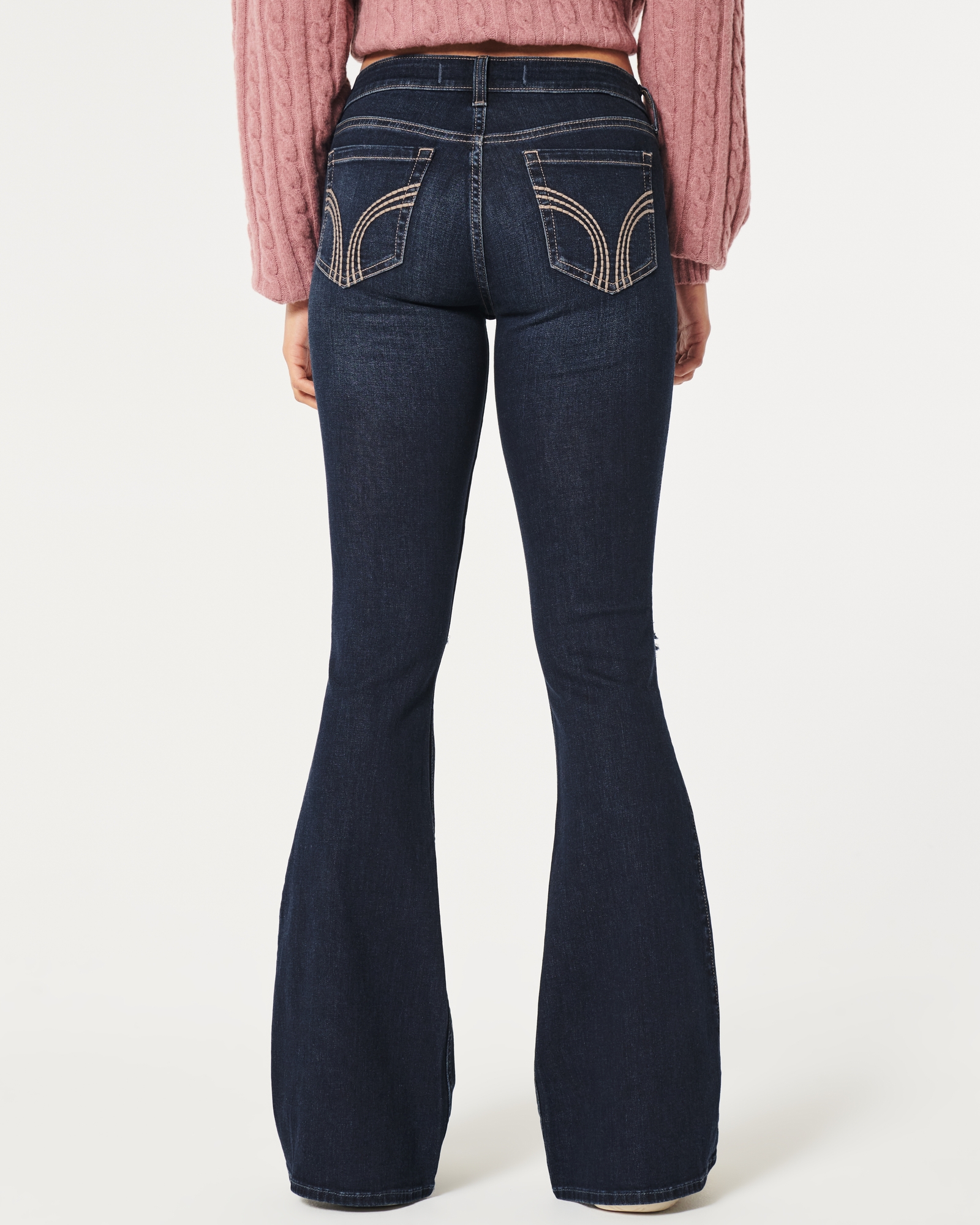 Women's Low-Rise Medium Wash Flare Jeans, Women's Bottoms