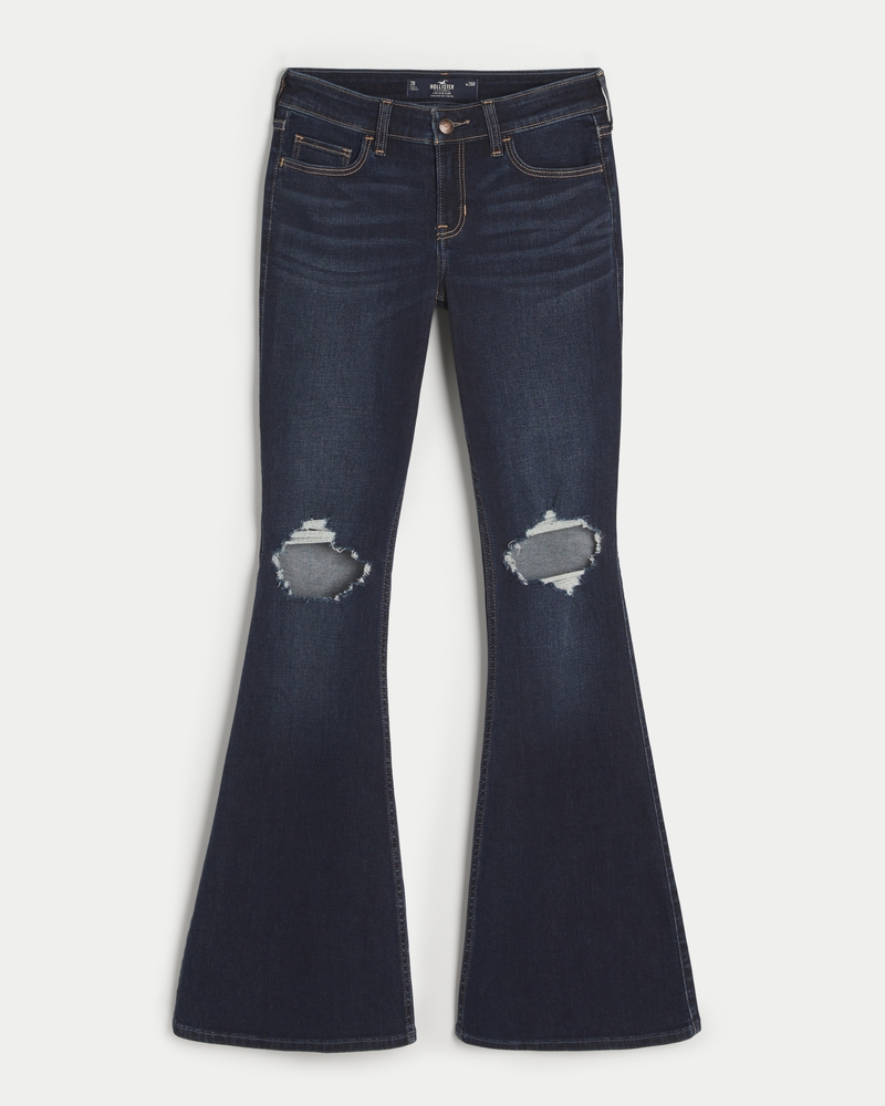 Women's Low-Rise Dark Wash Flare Jeans - Hollister