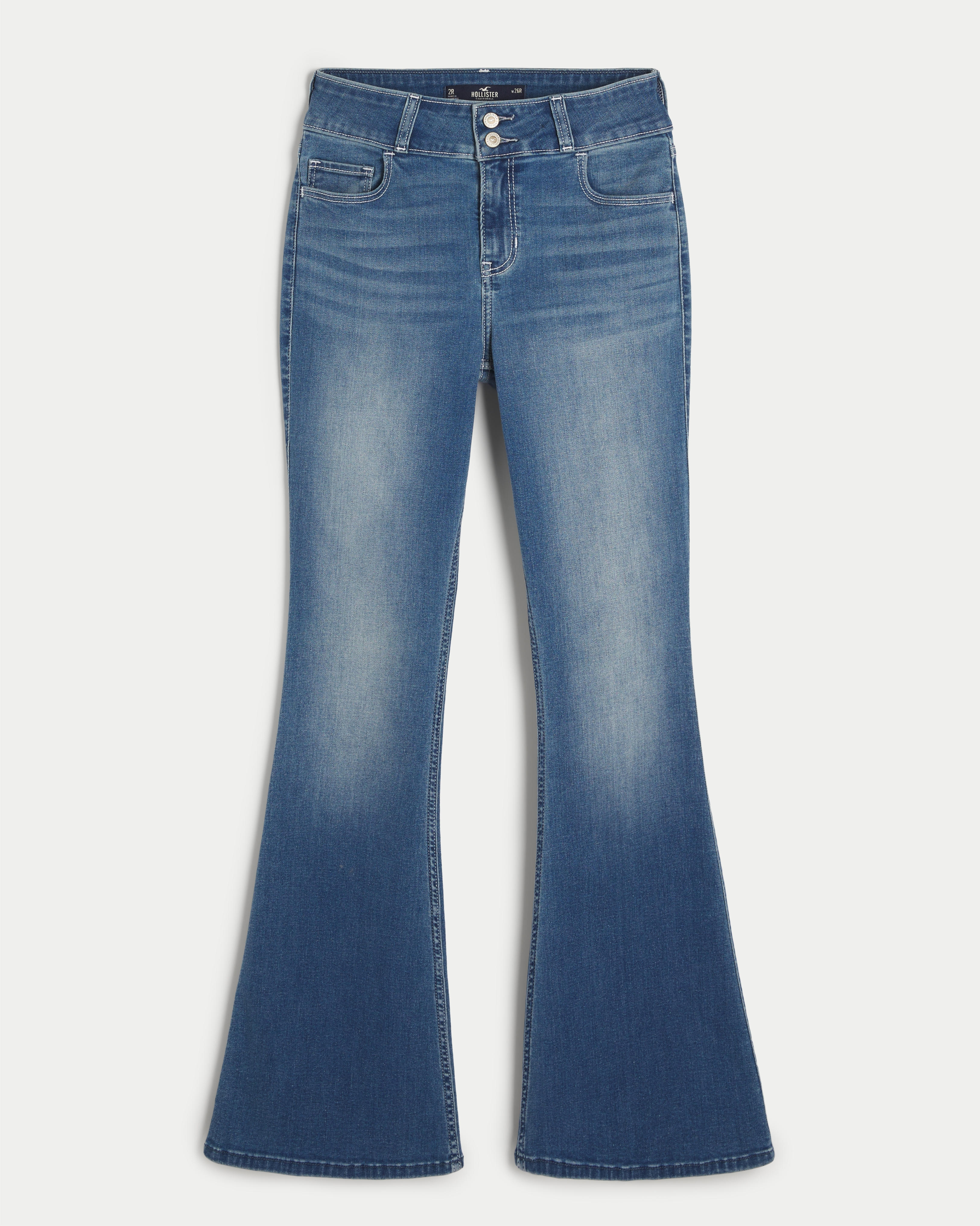 High-Rise Medium Wash Butterfly Patch Flare Jeans