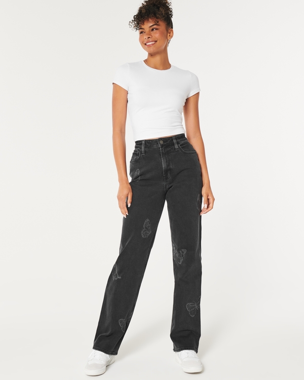 Women's Ultra High-Rise Dark Wash Dad Jeans, Women's Bottoms