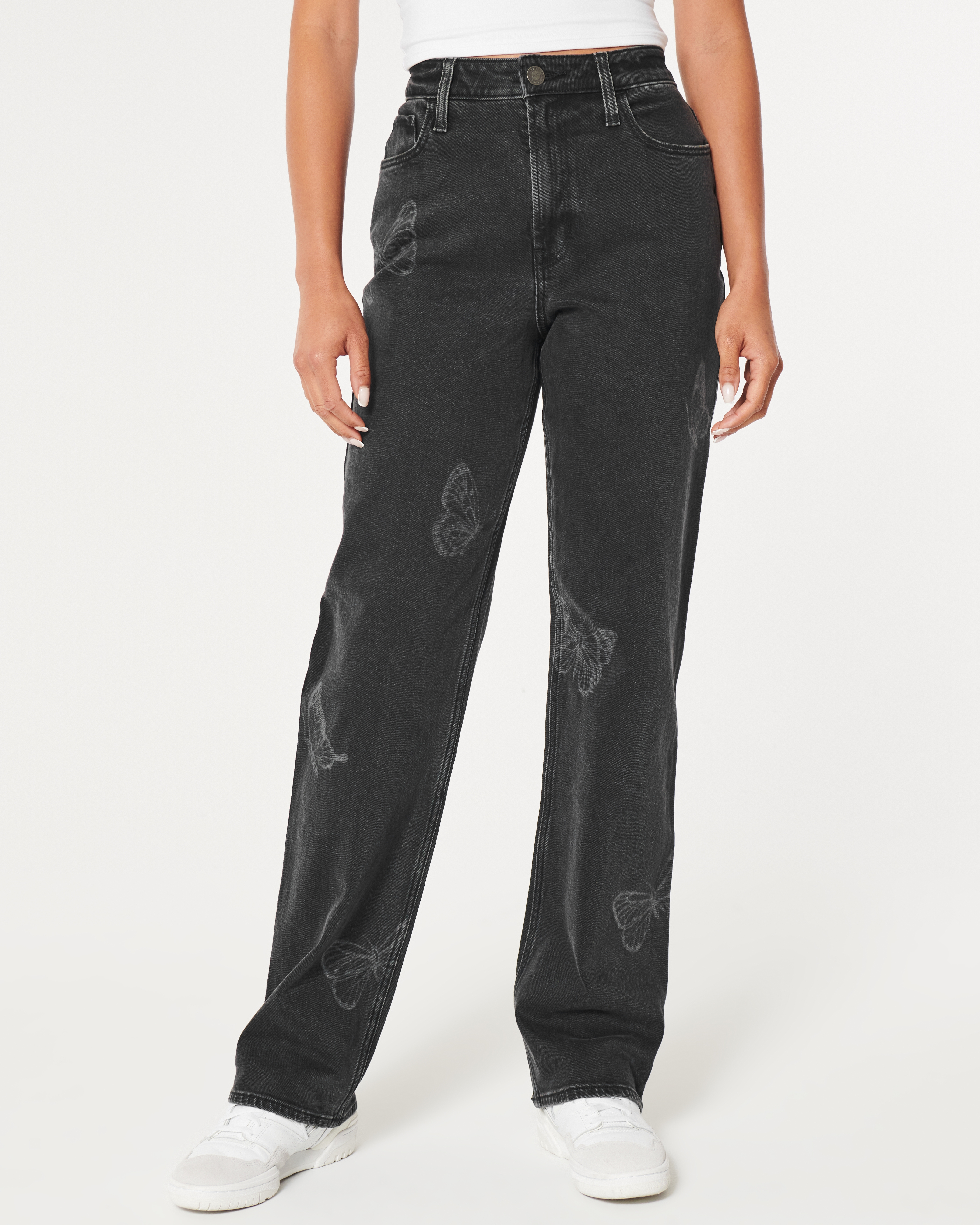 Hollister black distressed jeans best sale