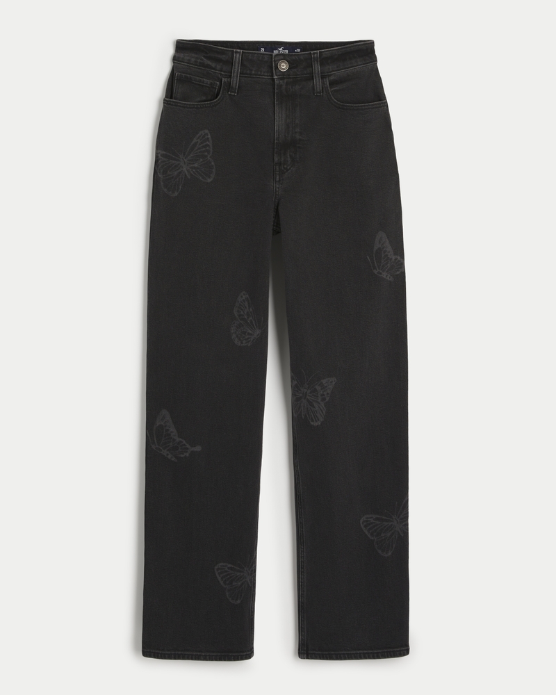 Hollister ultra high rise dad jean in washed black