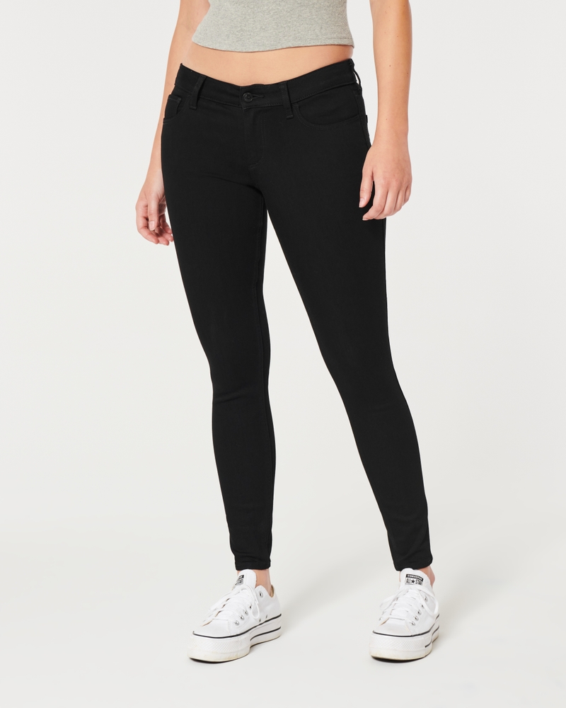 Women's Curvy Low-Rise Black Super Skinny Jeans Women's