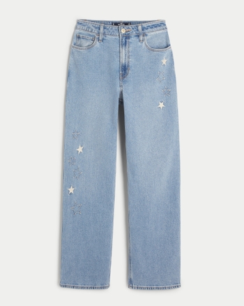 Star embroidered jeans sale