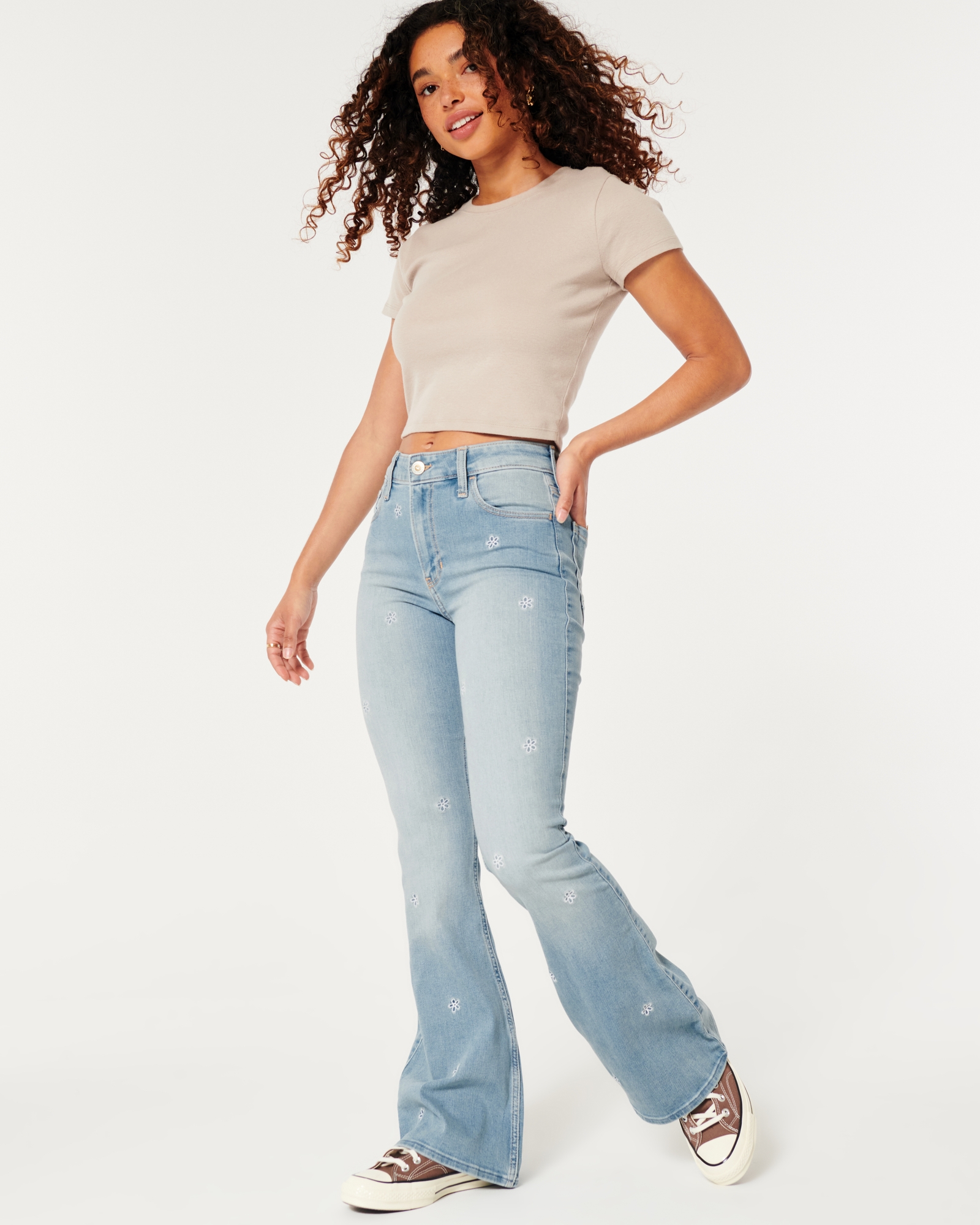 Women's High Rise Medium Wash Flare Jeans, Women's Bottoms