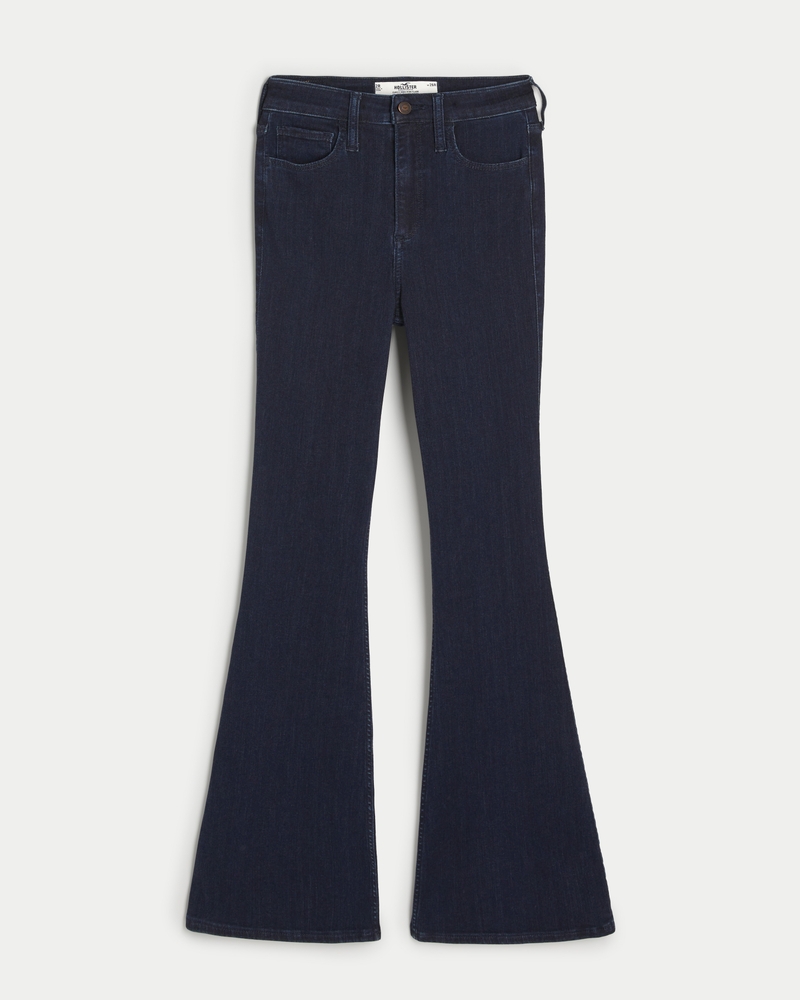 Dark blue micro flared jeans - kcurvacl