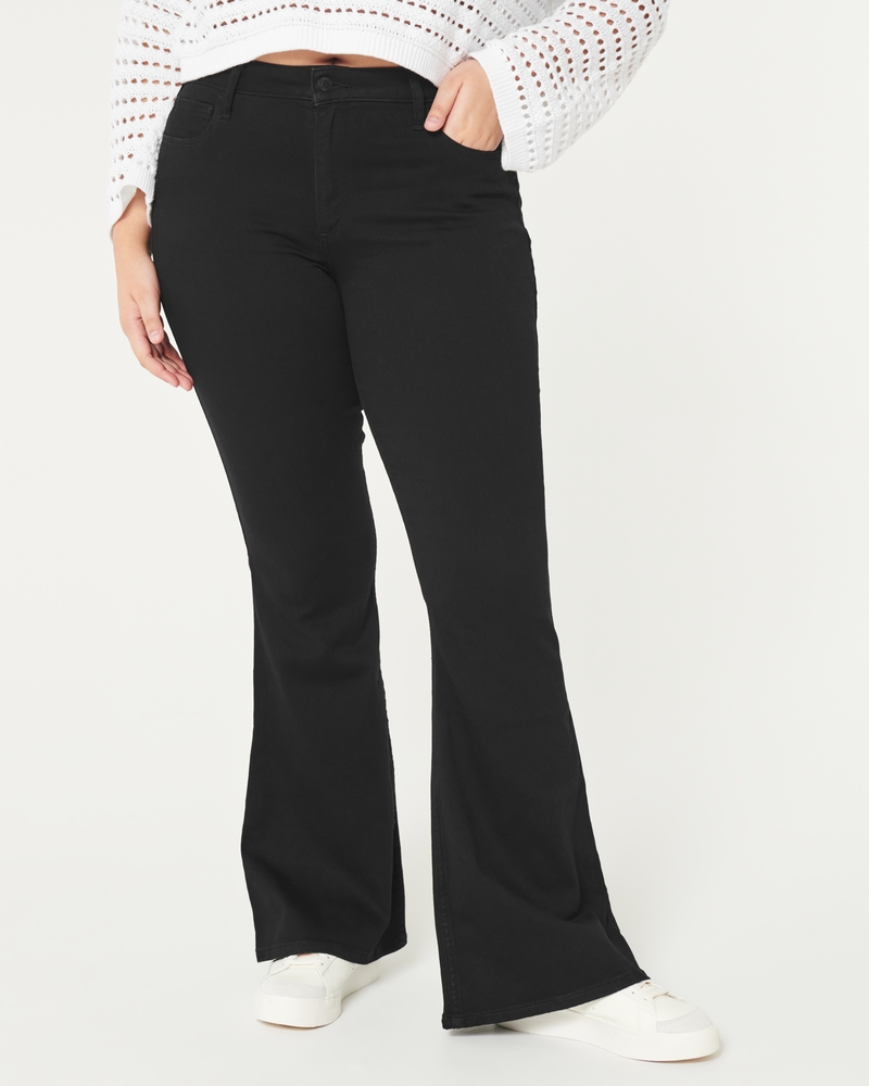Hollister High-Rise Black Split Hem Vintage Flare Jeans Size 9s