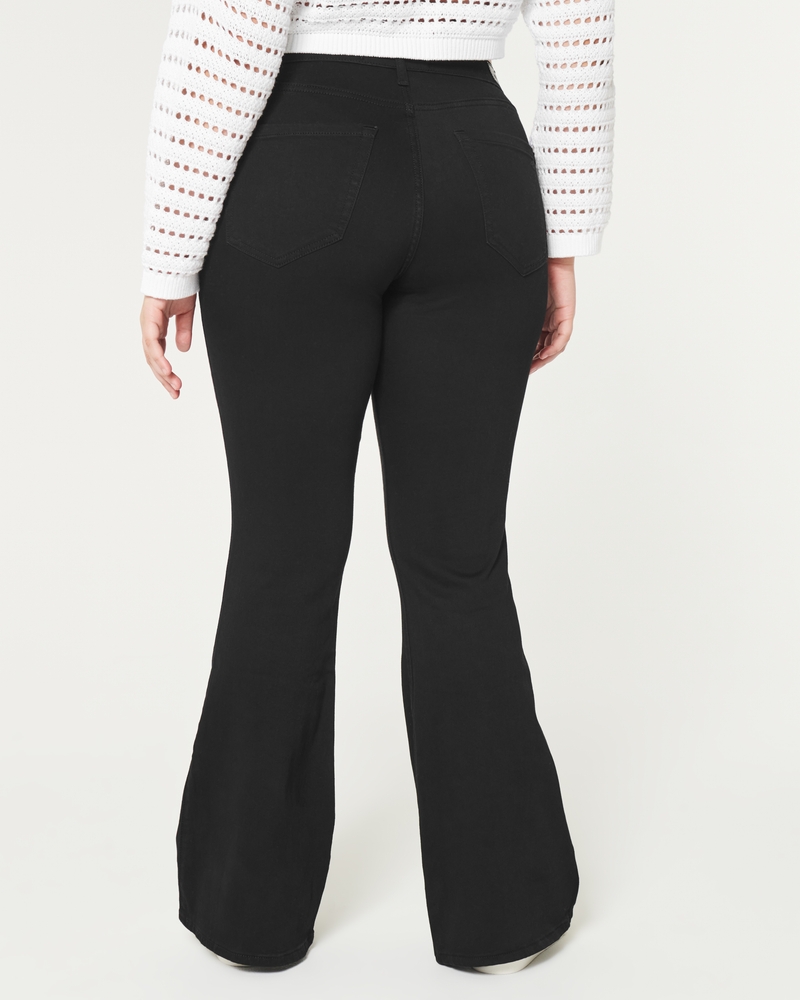 Curvy High-Rise Ripped Black Flare Jeans