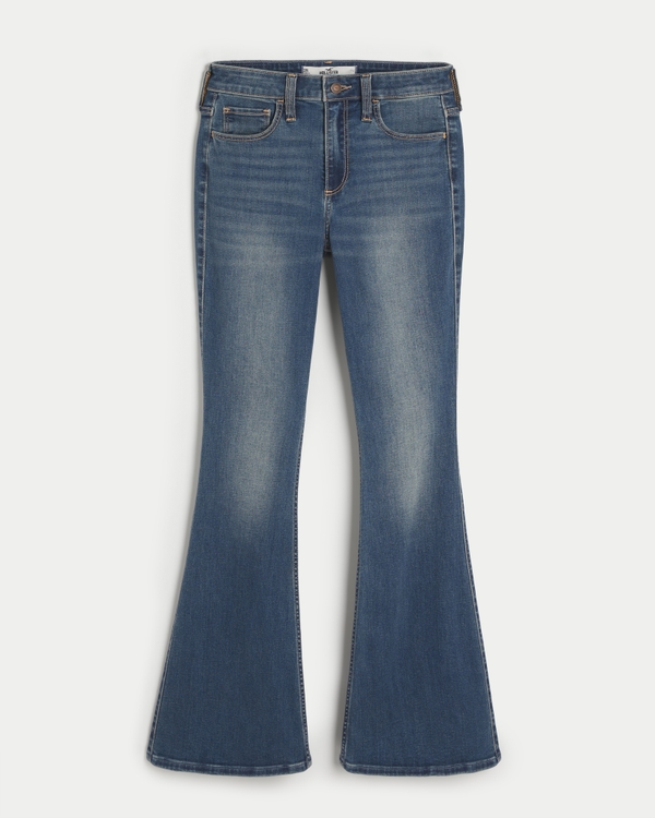 Women's Curvy High-Rise Medium Wash Flare Jeans | Women's Bottoms | HollisterCo.com