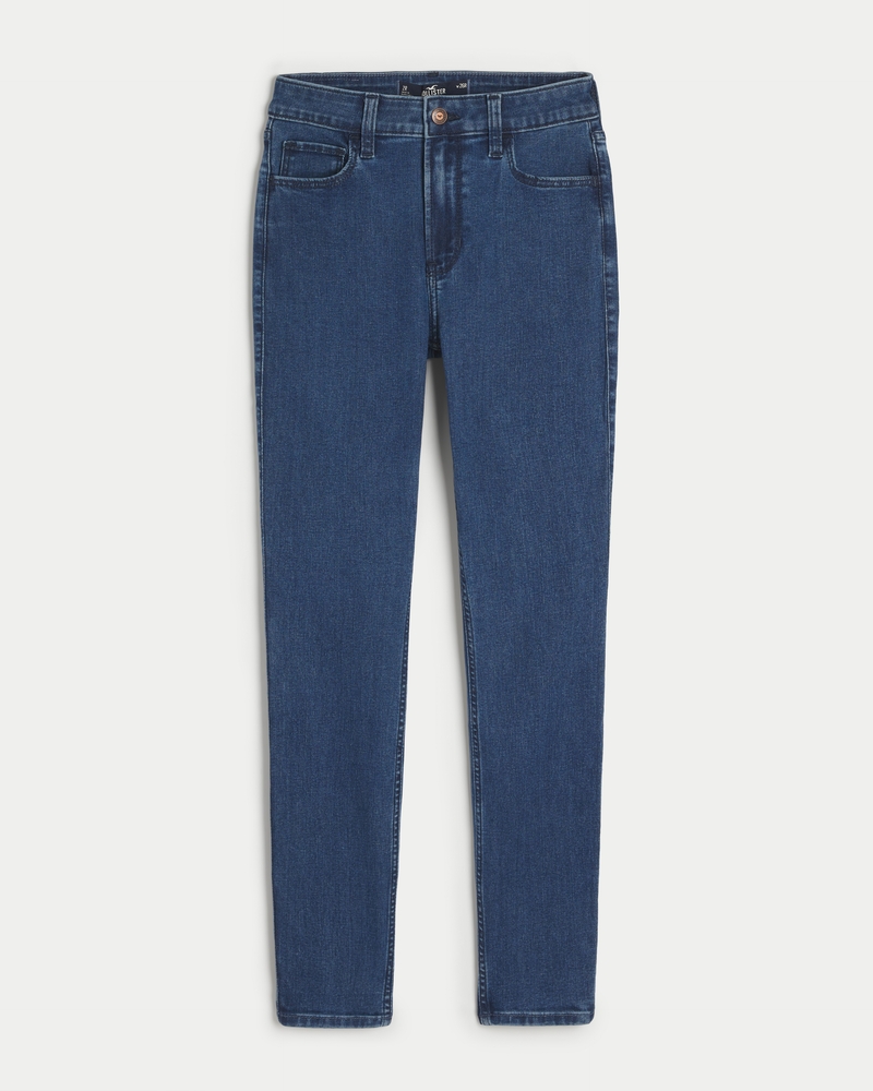 High-Rise Ripped Dark Wash Super Skinny Jeans