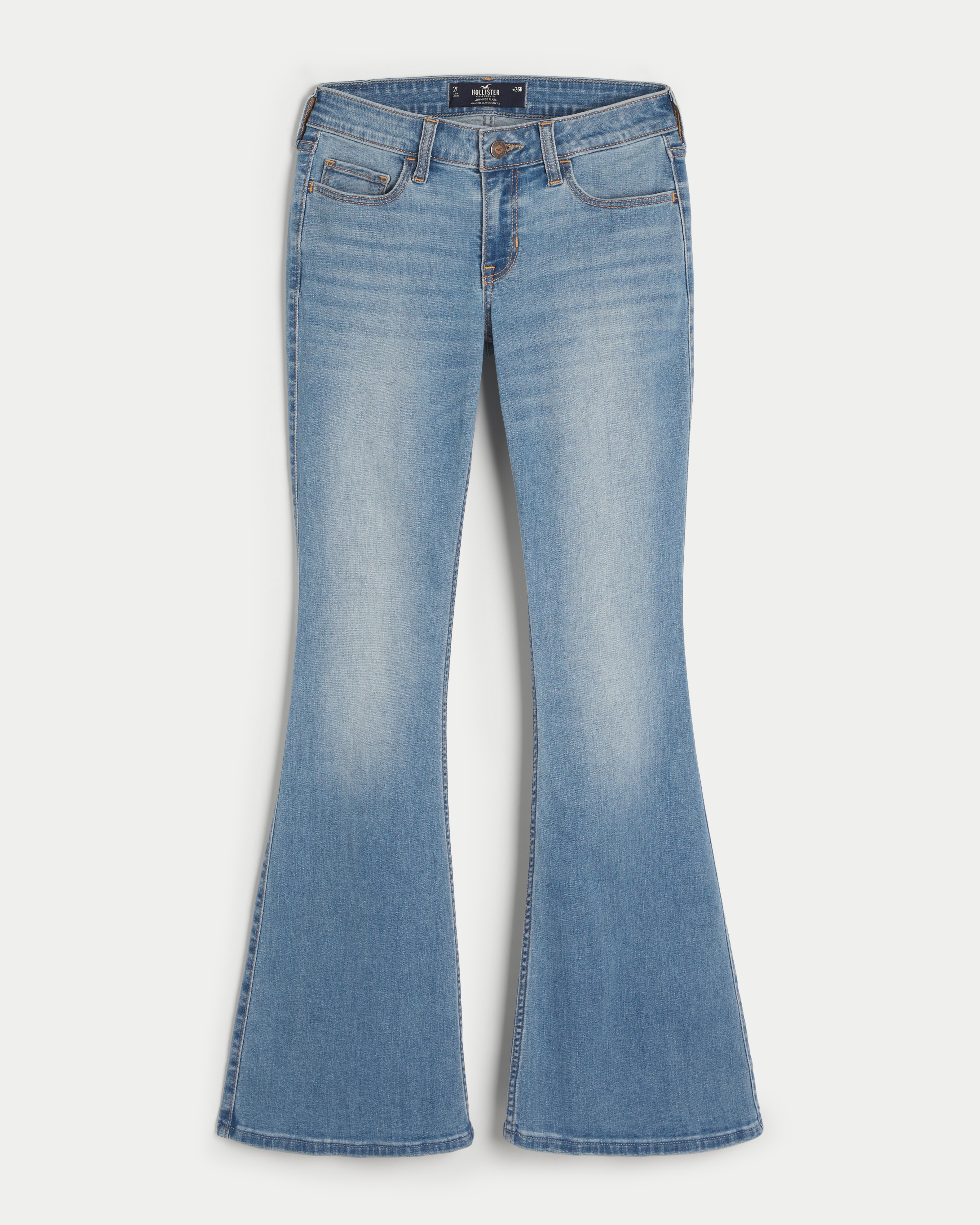 Low-Rise Medium Wash Flare Jeans