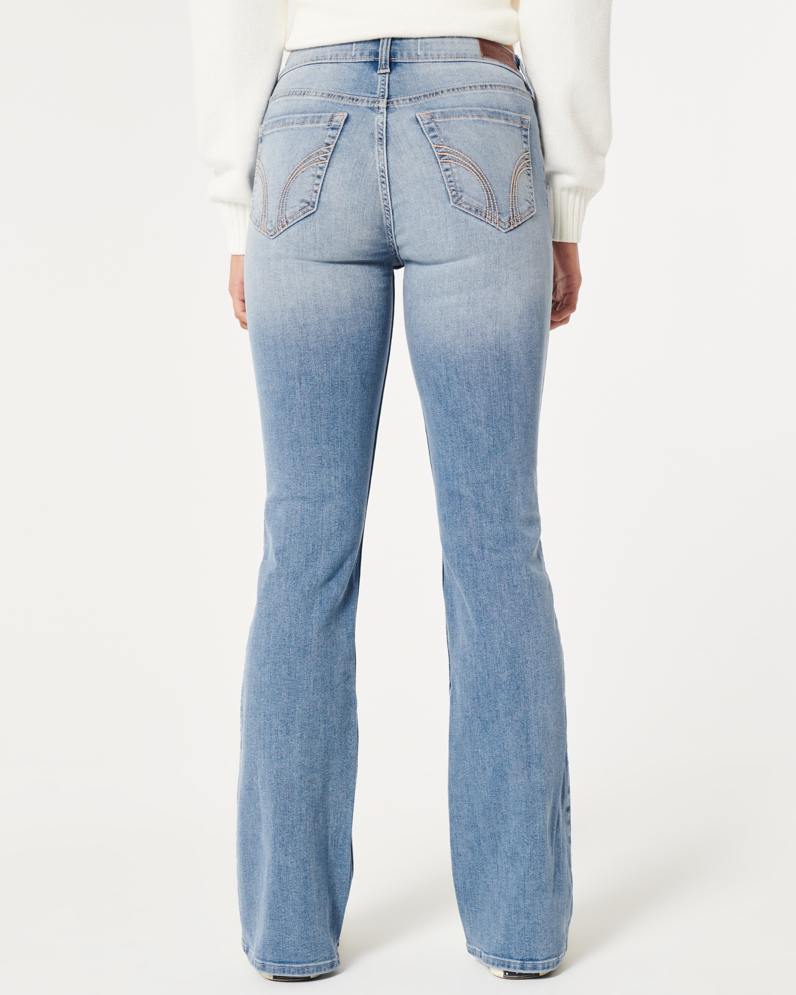 Hollister medium wash boot cut jeans with slight - Depop