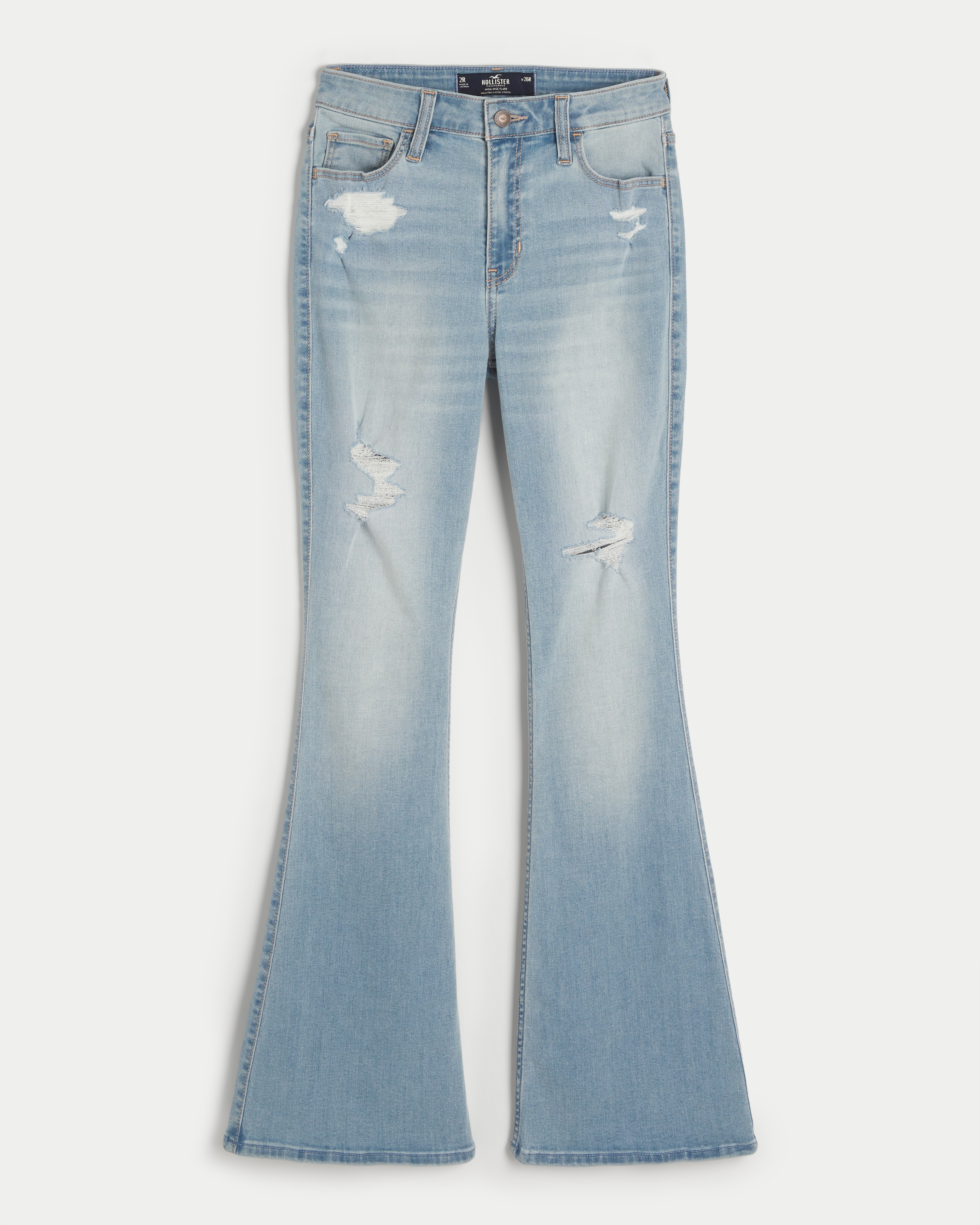 High-Rise Ripped Flare Jeans