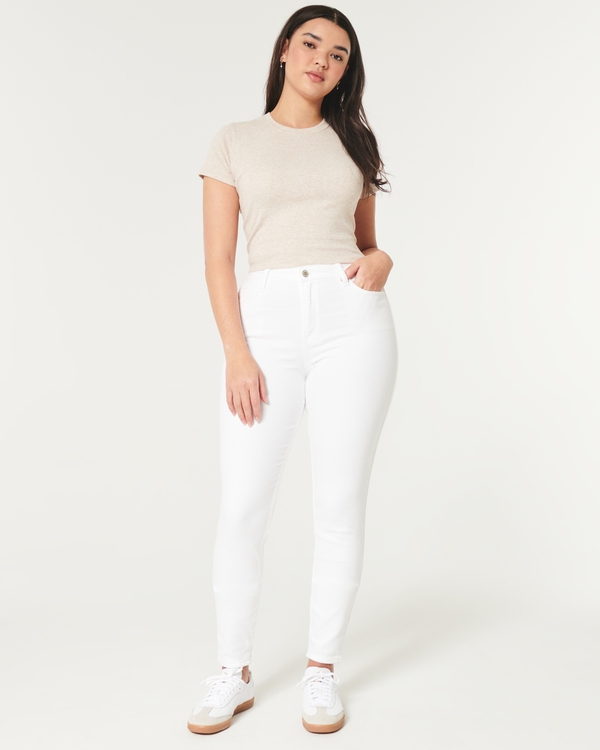 Curvy High-Rise White Super Skinny Jeans, White