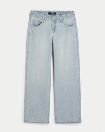 Hollister Low Rise Vintage Baggy Jean In Light Wash Blue