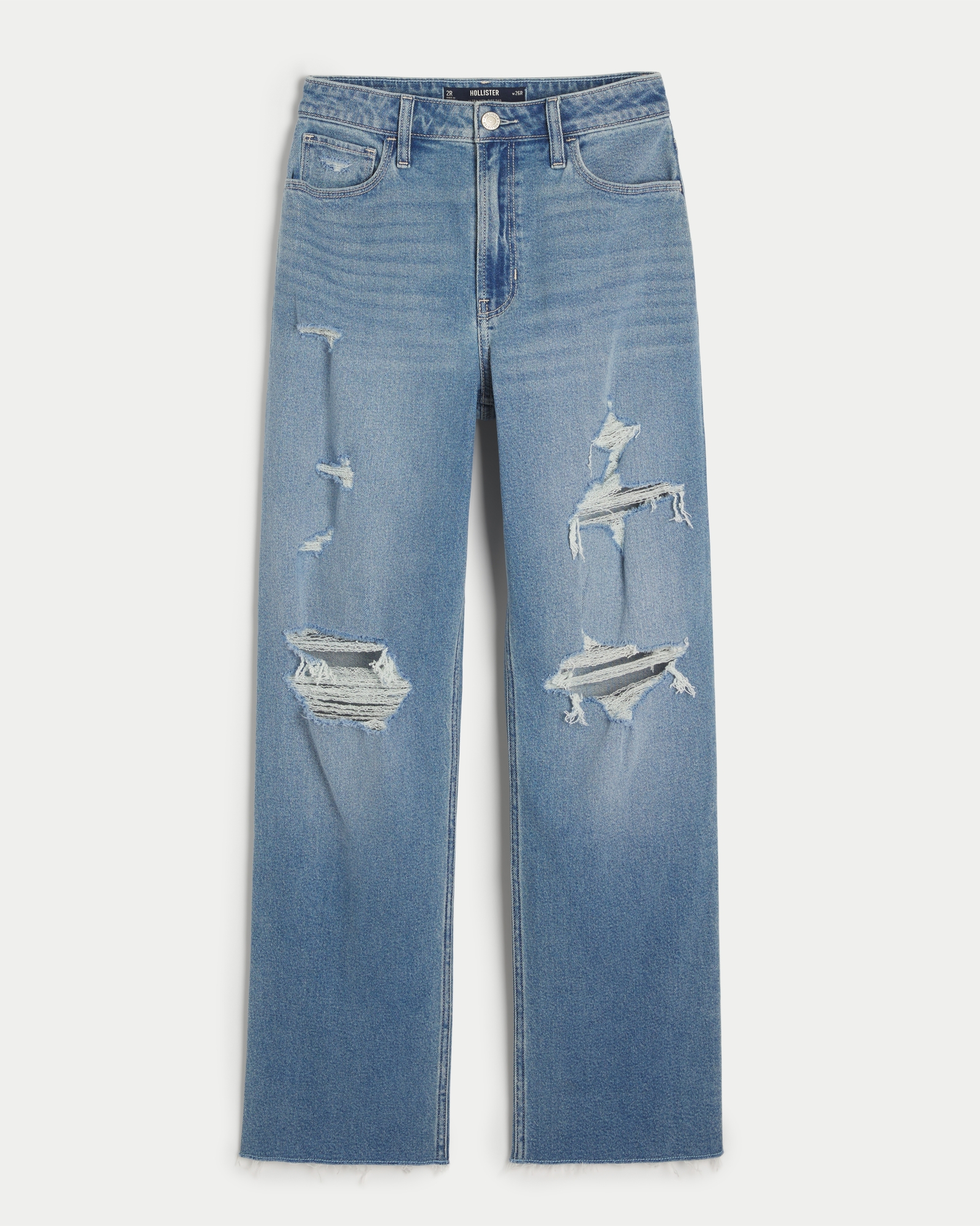 Women's Ultra High-Rise Ripped Light Wash Dad Jeans - Hollister Co.