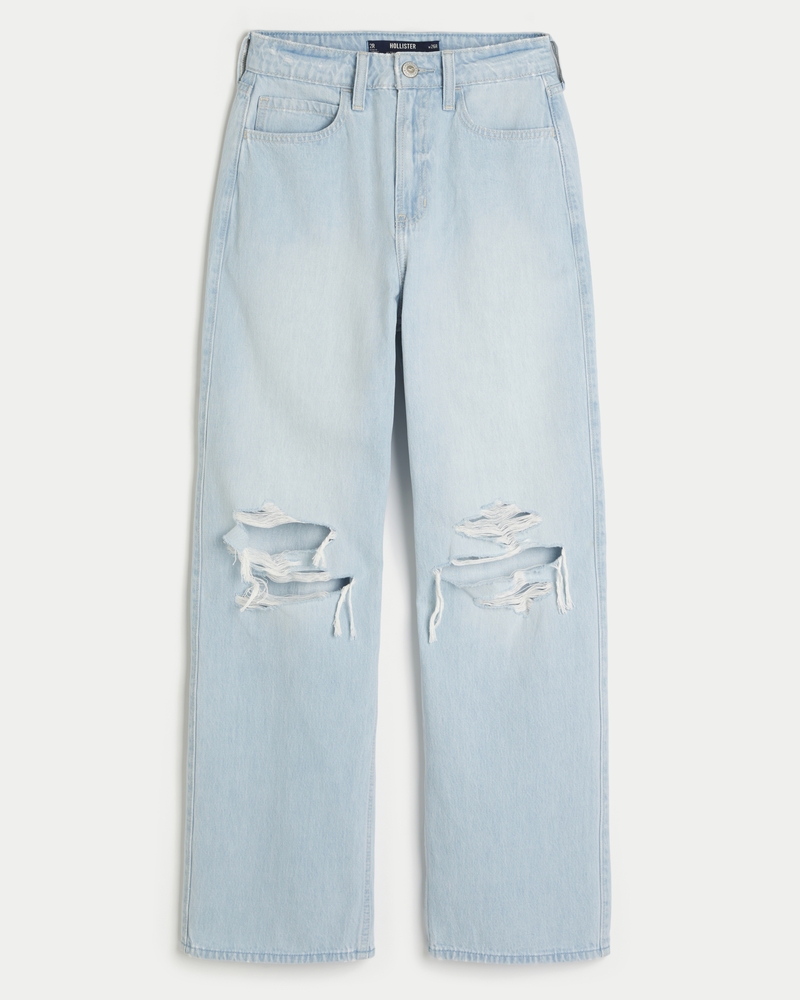 Women's Ultra High-Rise Ripped Light Wash Baggy Jeans | Women's