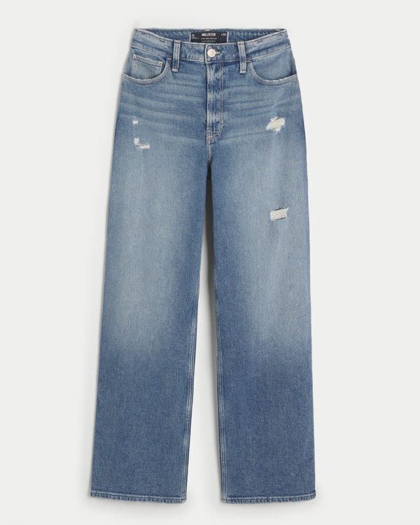 Women's Ultra High-Rise Distressed Medium Wash Dad Jeans | Women's ...