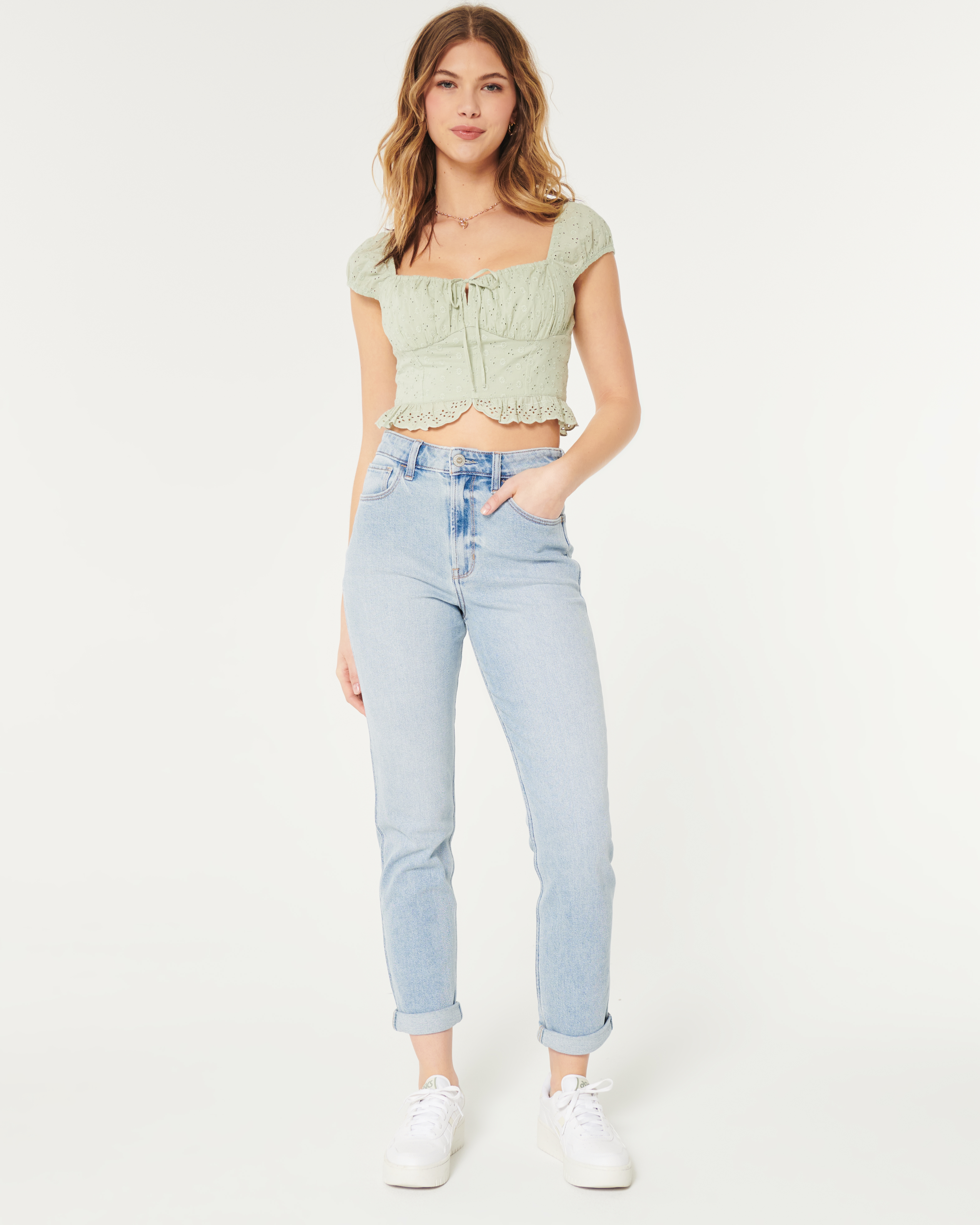 Ultra High-Rise Light Wash Mom Jeans