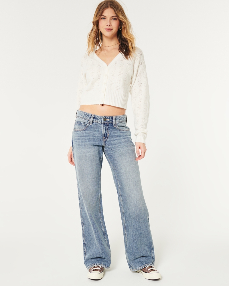 Women's Low-Rise Medium Wash Baggy Jeans | Women's Bottoms | HollisterCo.com