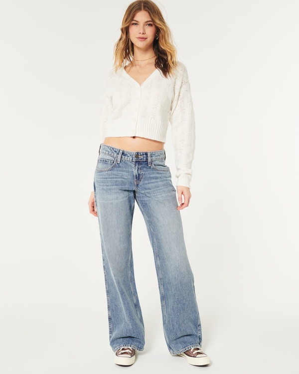 Low-Rise Medium Wash Baggy Jeans