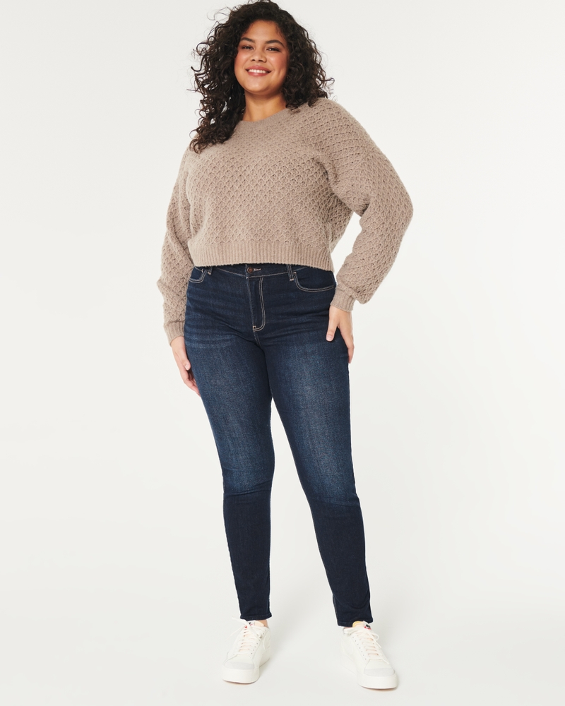 Femmes Jean super skinny à délavage foncé taille haute Curvy