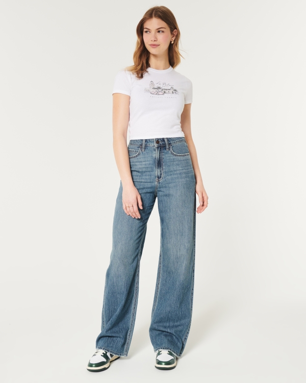 Baggy jeans with underwear detail - Women