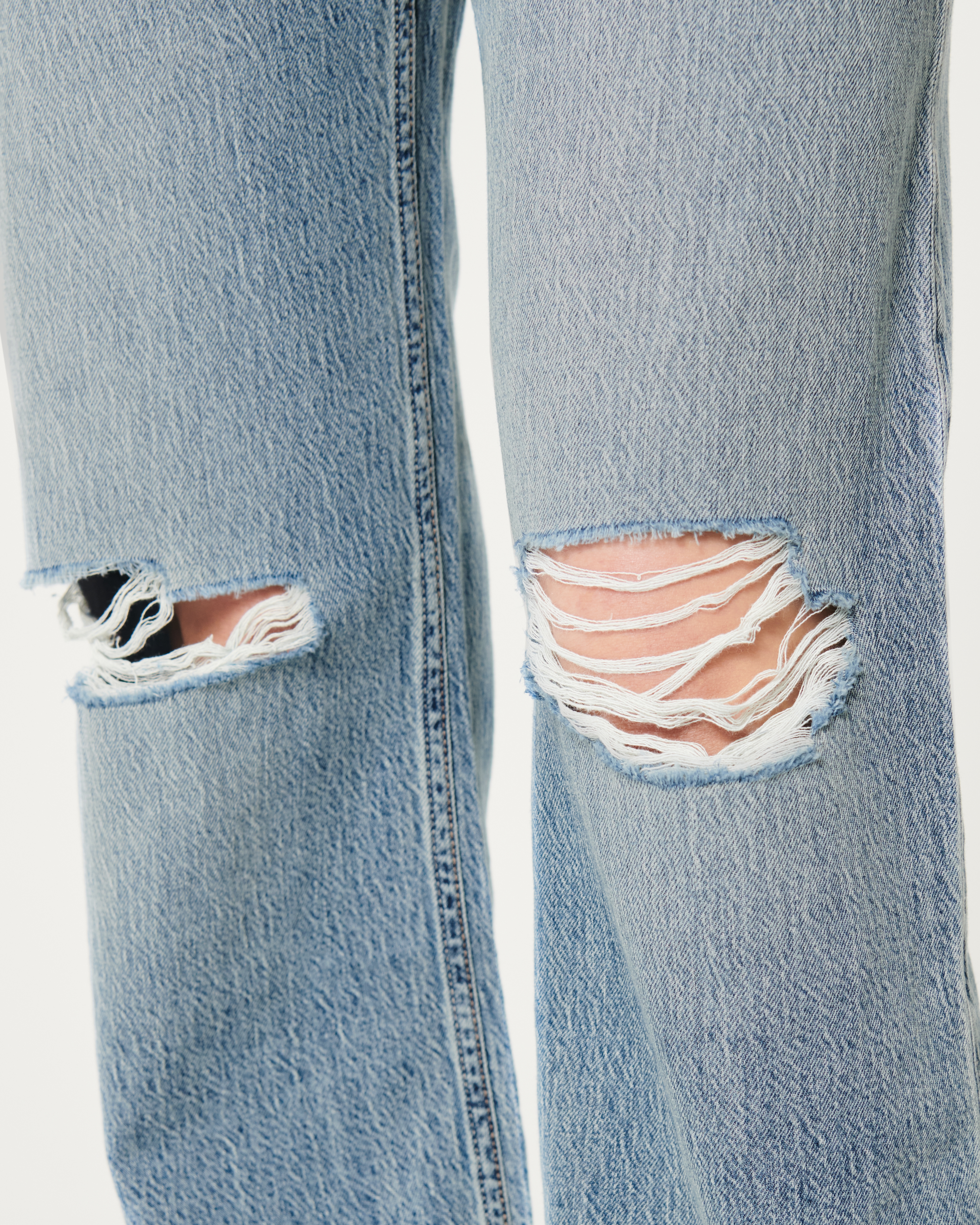 Ultra High-Rise Lightweight Medium Wash Ripped Dad Jeans