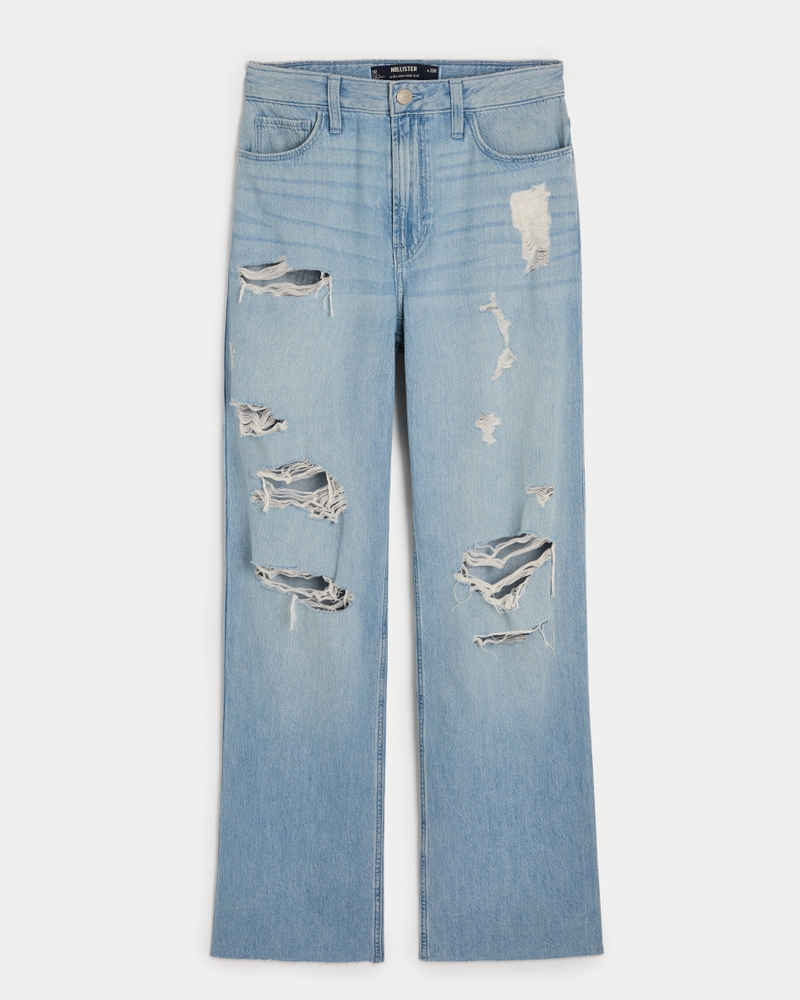 Ultra High-Rise Lightweight Light Wash Ripped Dad Jeans