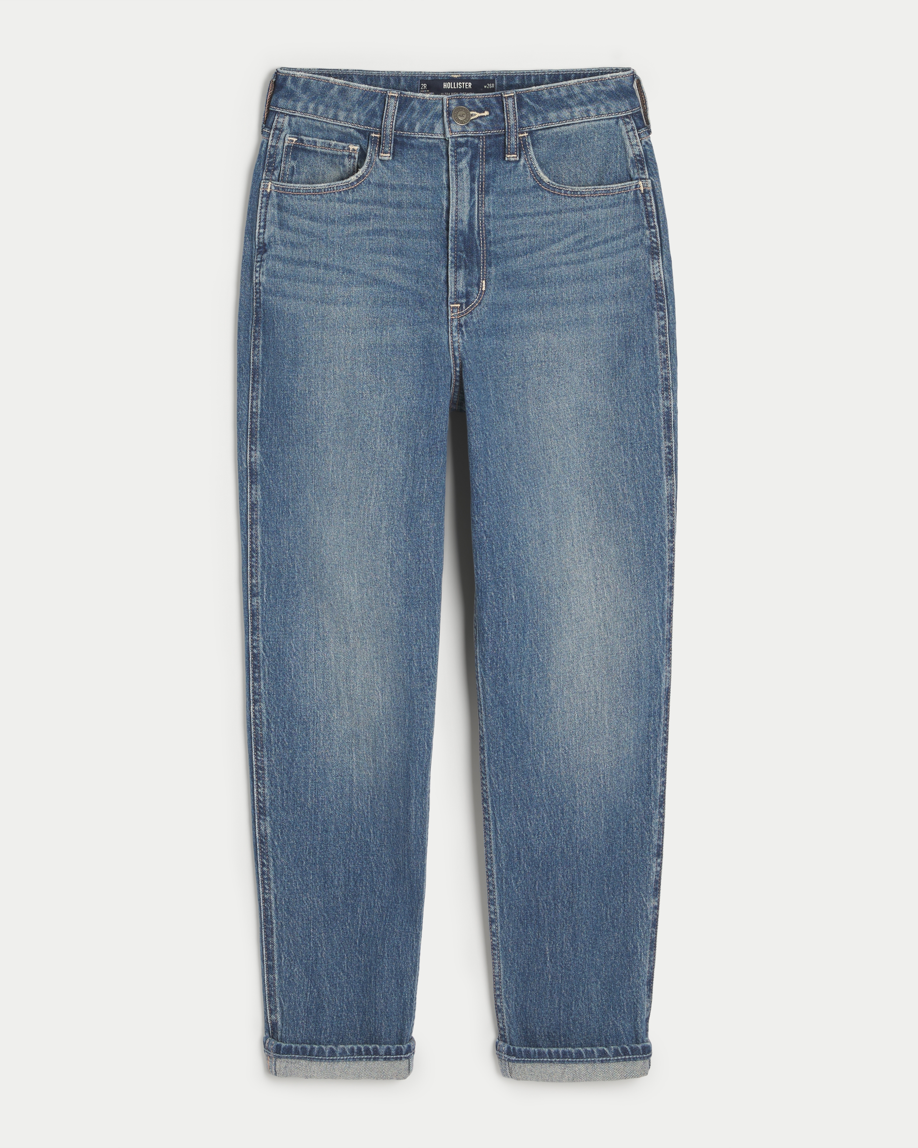 Ultra High-Rise Ripped Medium Wash Mom Jeans