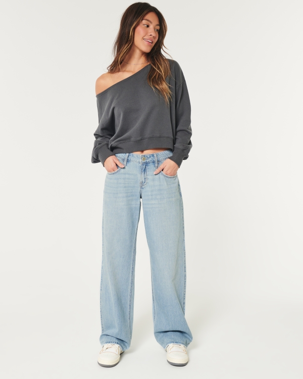 High rise store baggy jeans