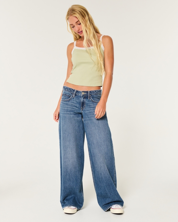 Hollister low rise vintage baggy jean in light wash blue