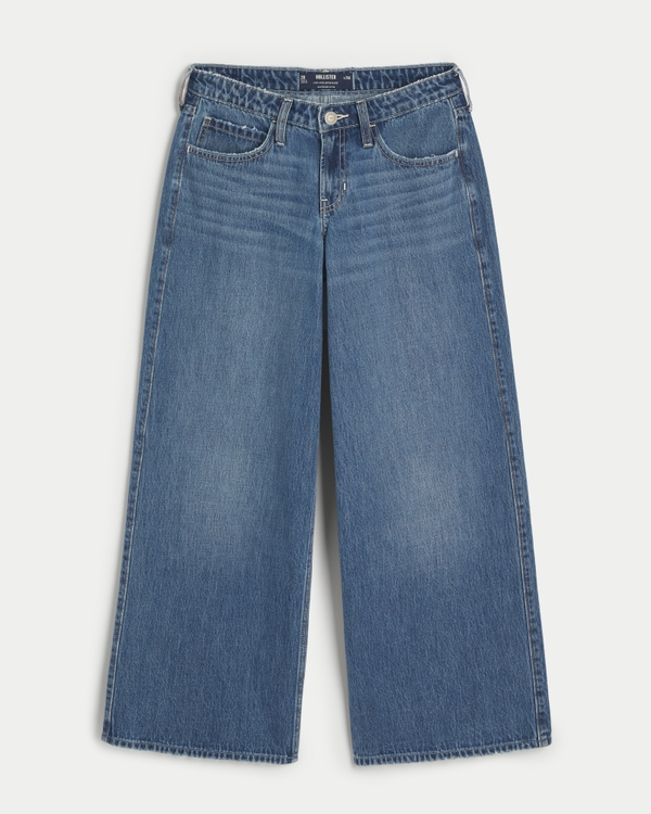 Low-Rise Medium Wash Super Baggy Jeans, Dark Medium Wash view 1