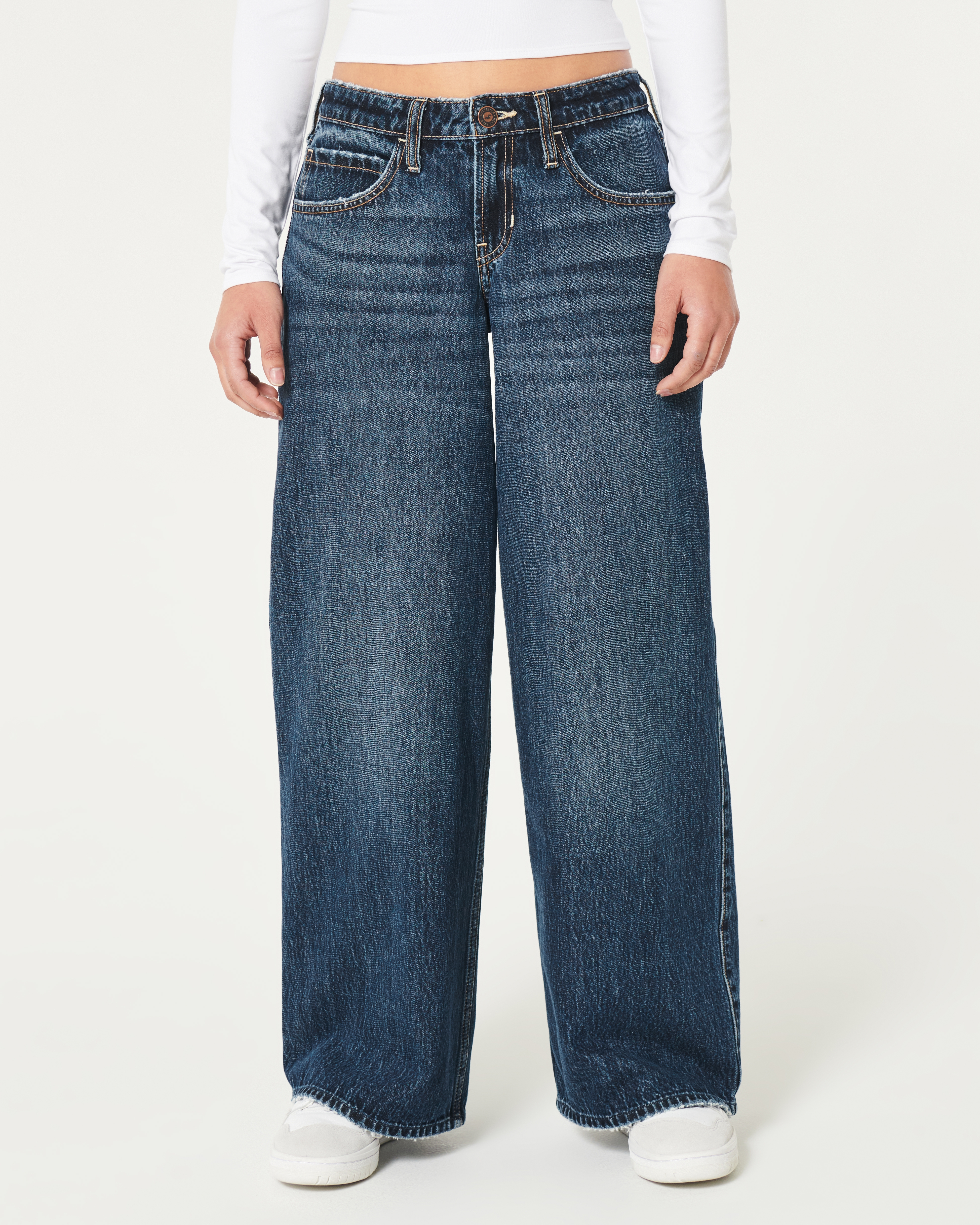 Low Rise Dark Wash Super Baggy Jeans