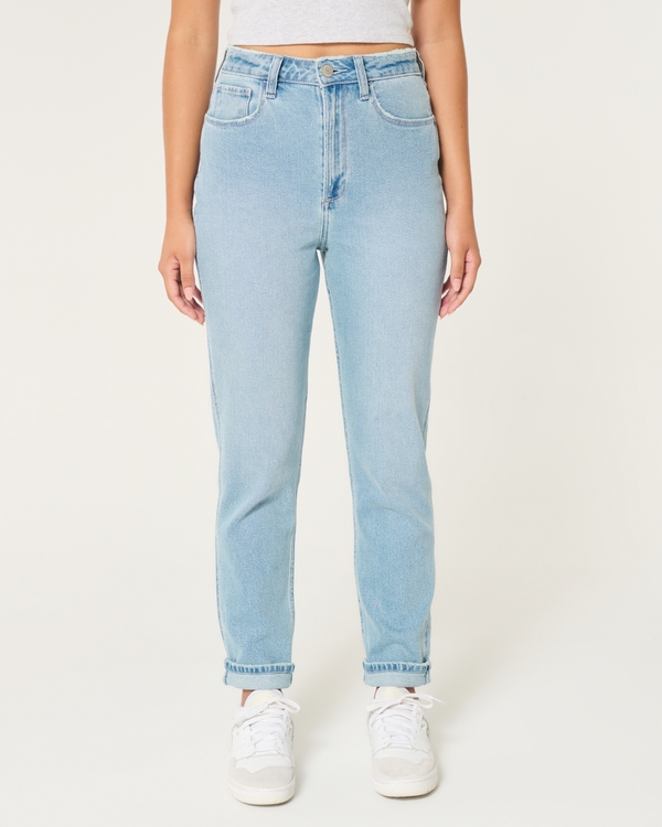 Curvy Ultra High-Rise Light Wash Mom Jeans, Light view 2