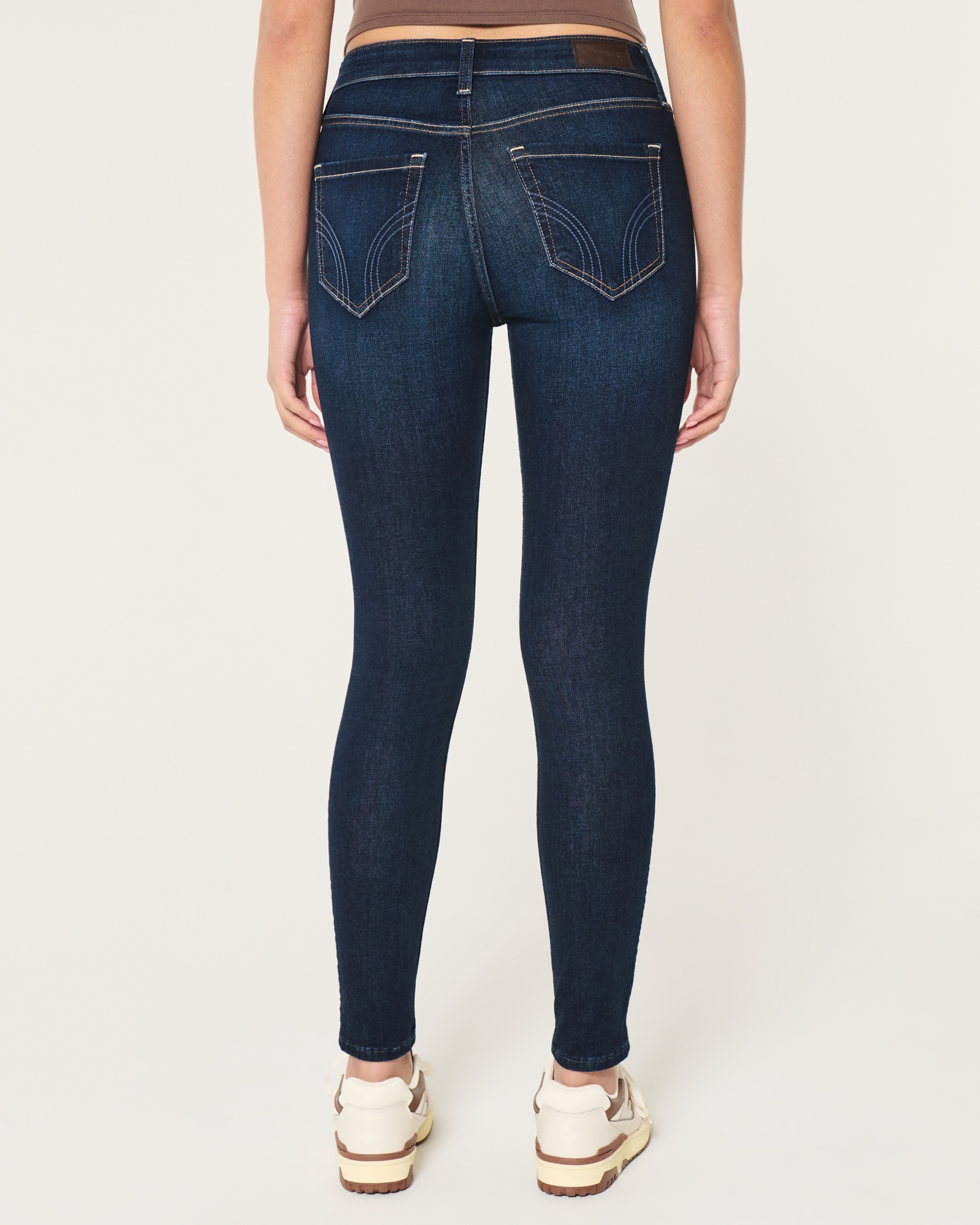 Women's High-Rise Ripped Medium Wash Super Skinny Jeans Women's