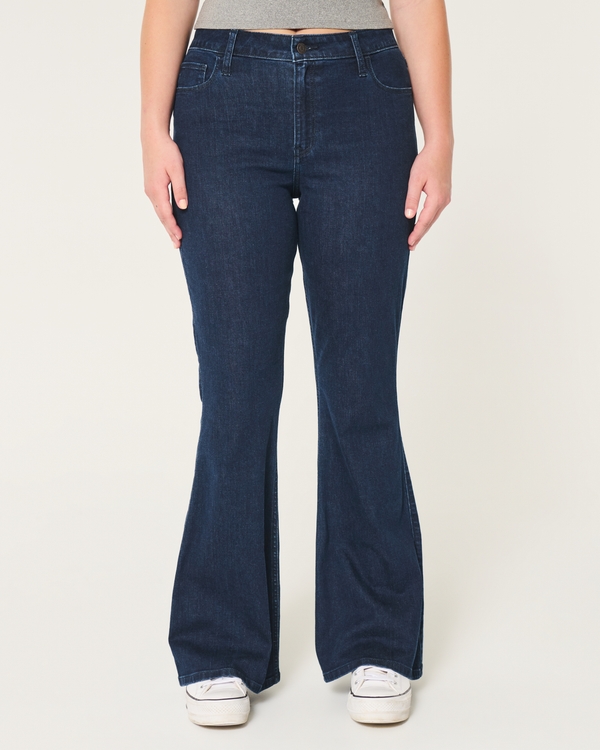 Jeans acampanados de tiro alto con lavado oscuro, Oscuro view 2