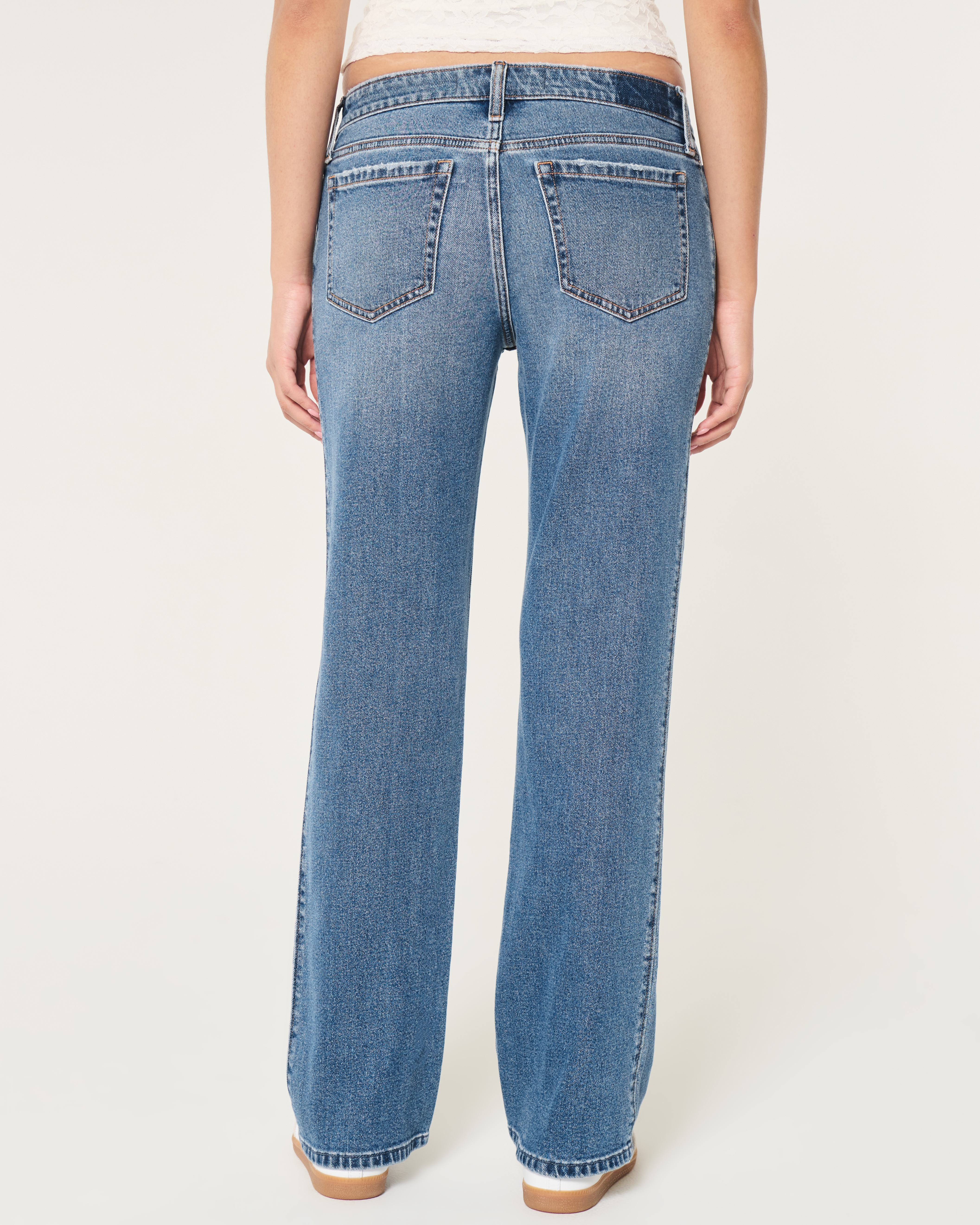 Low-Rise Medium Wash Relaxed Straight Jeans