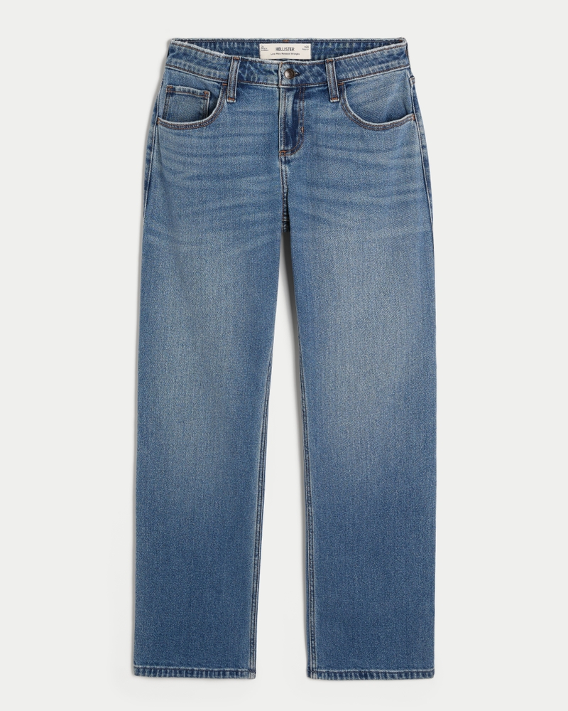 Women s Low Rise Medium Wash Relaxed Straight Jeans in Medium Wash Size 16 R 17 R 33W from Hollister