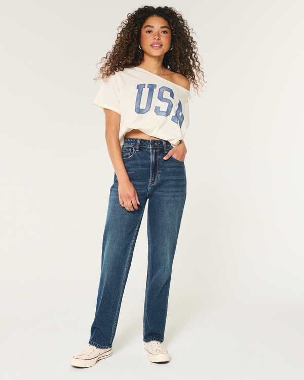 Ultra High-Rise Dark Wash 90s Straight Jeans, Dark Wash