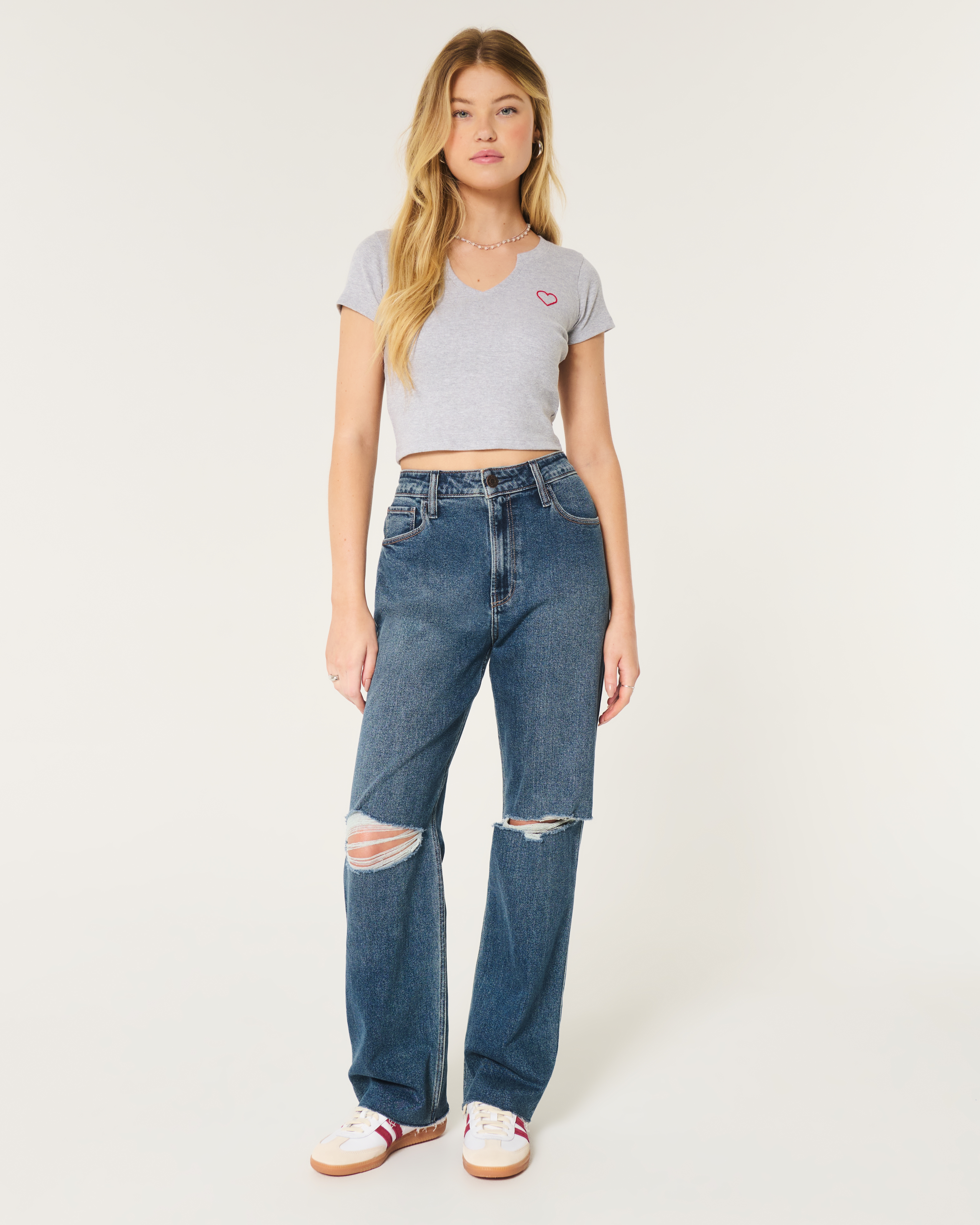 [HOLLISTER] ladies アンクルジッパー クラッシュデニム 1R SNAKE LOOP 8分丈クラッシュデニムパンツ|HYSTERIC GLAMOUR