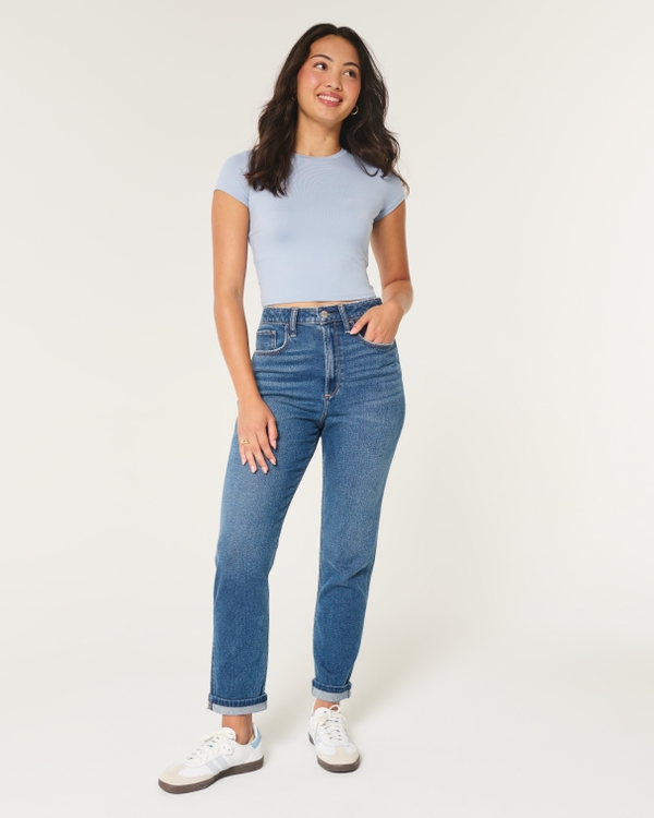 Women s Mom Jeans Ripped Mom Jeans Hollister Co