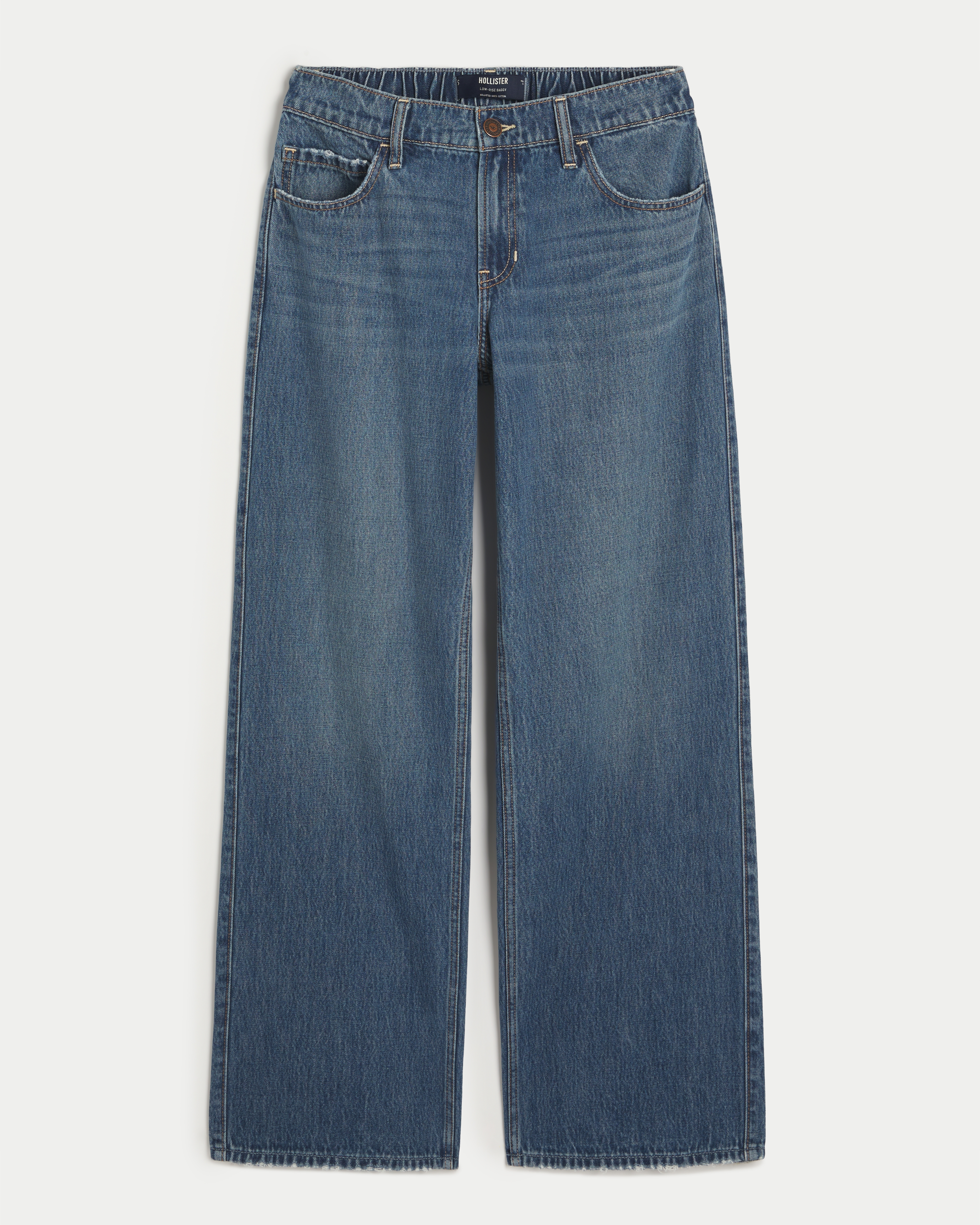 Low-Rise Comfort Waist Medium Wash Baggy Jeans