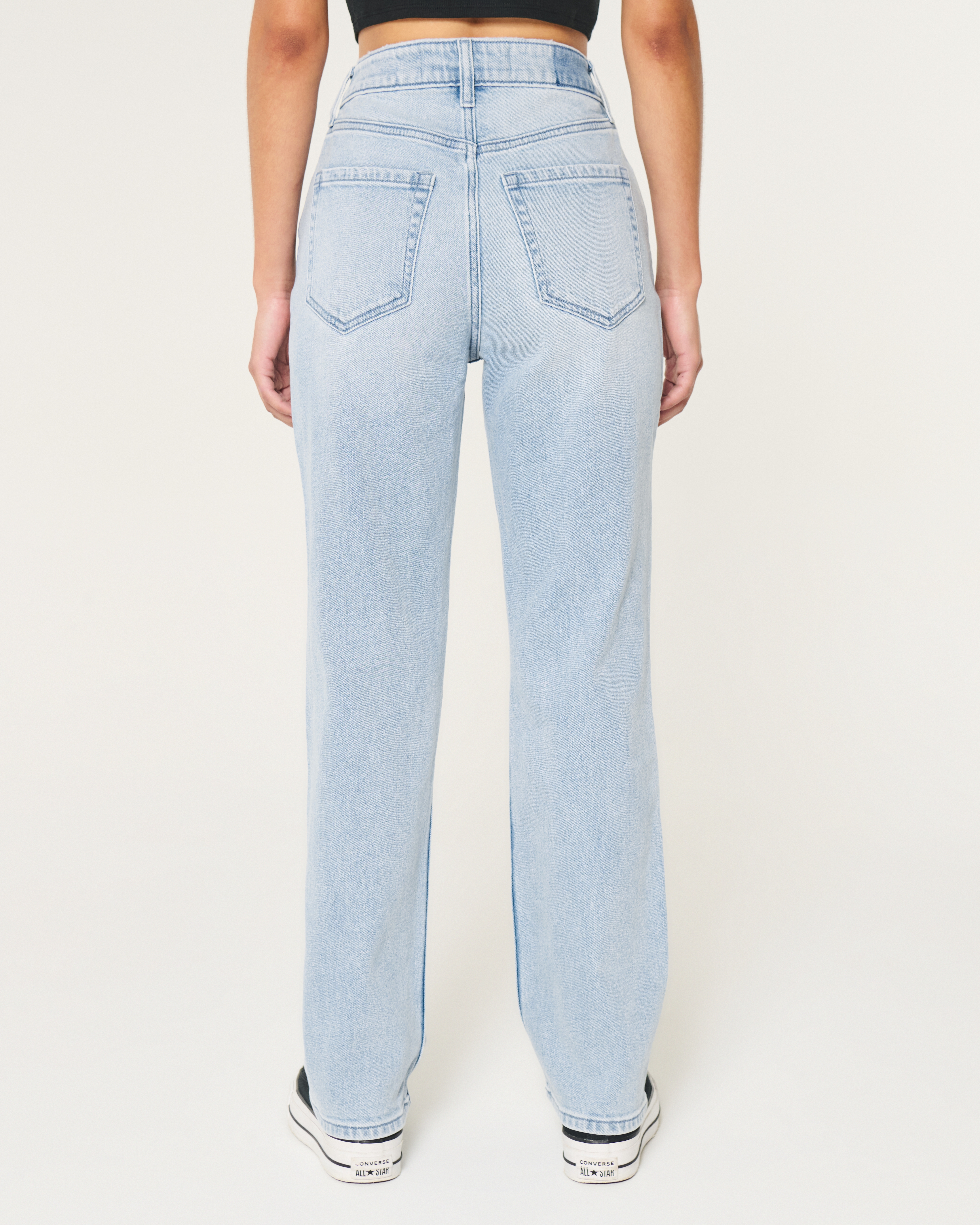 Ultra High-Rise Light Wash Ripped 90s Straight Jeans