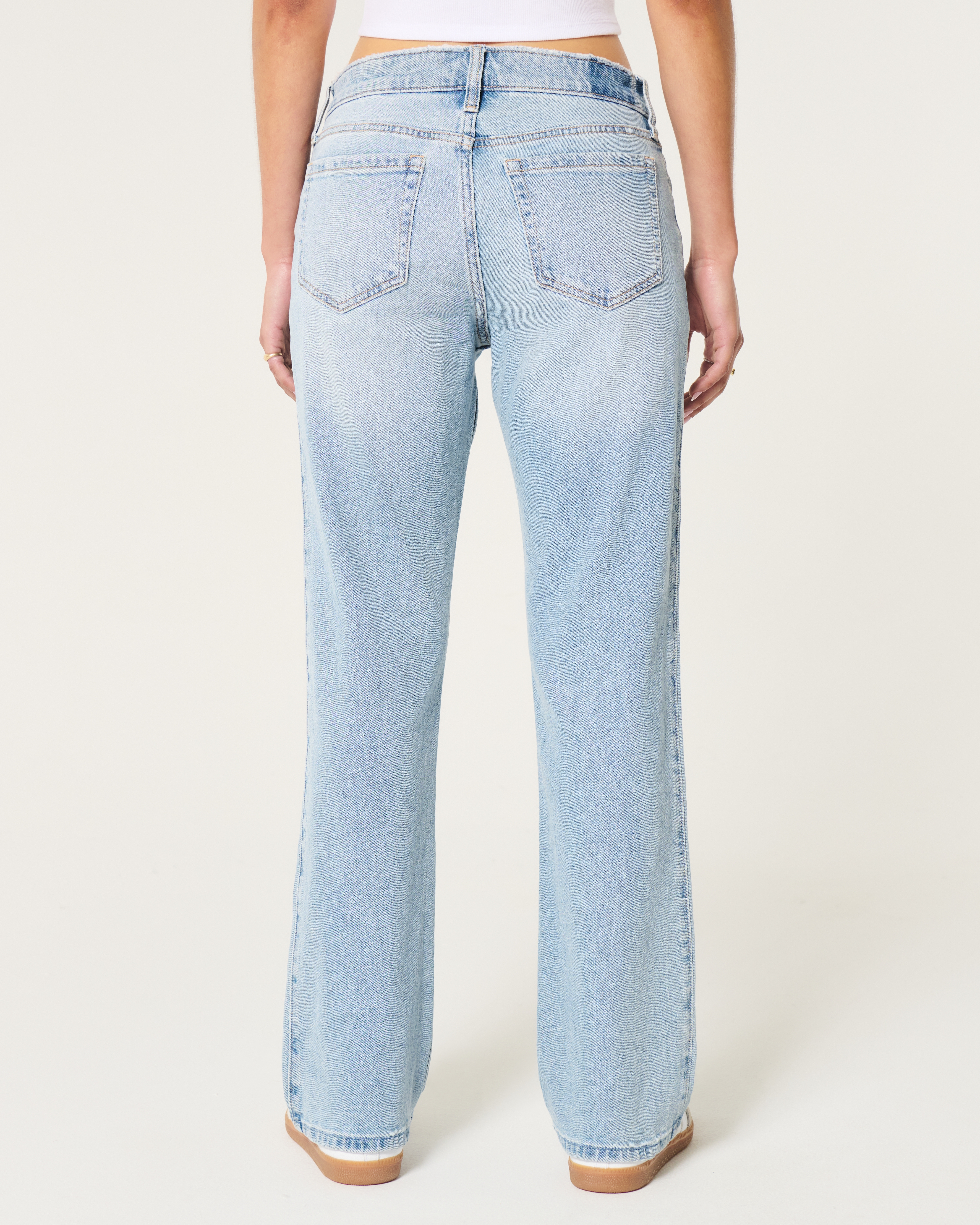 Low-Rise Light Wash Relaxed Straight Jeans