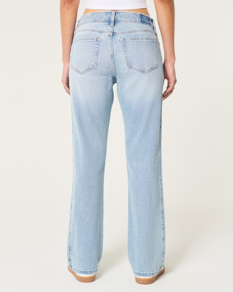 Low-Rise Light Wash Relaxed Straight Jeans