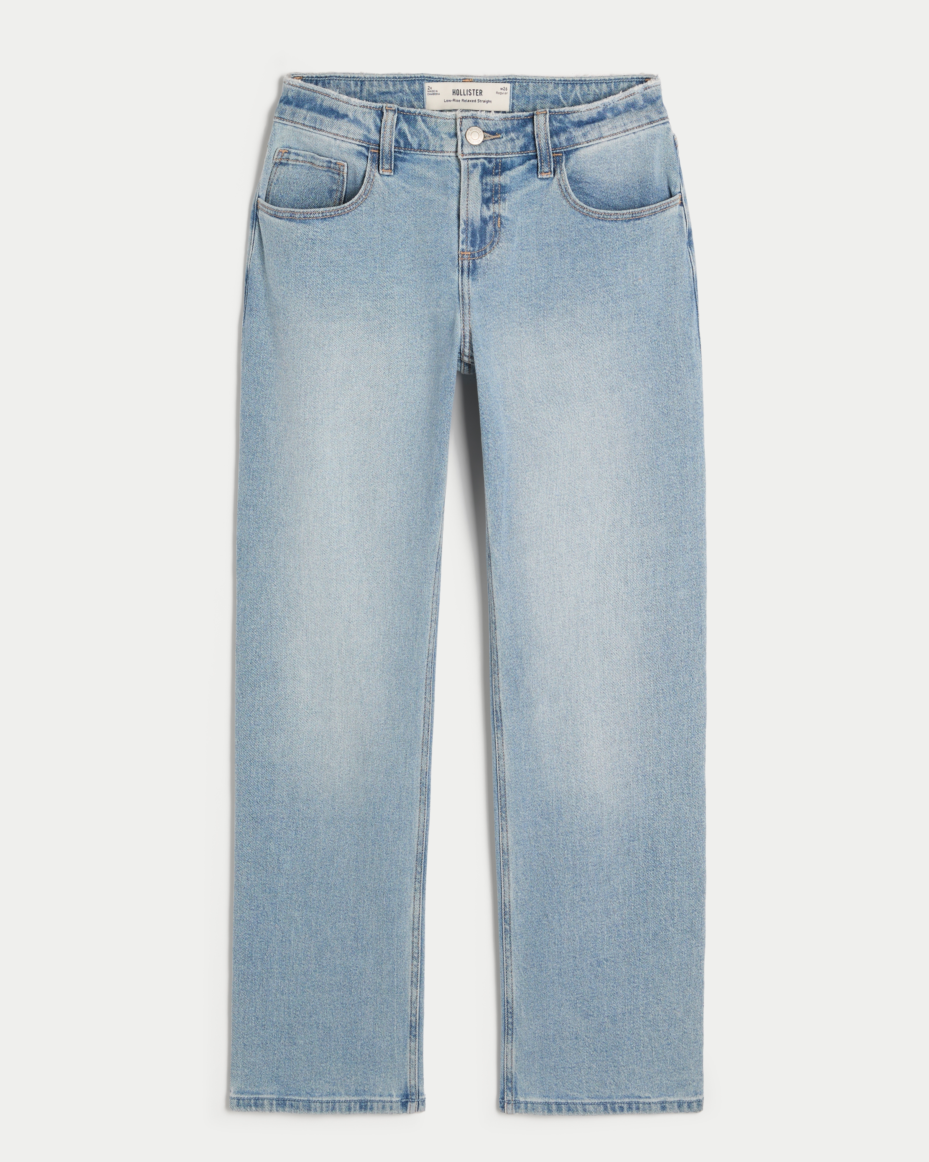 Low-Rise Light Wash Relaxed Straight Jeans