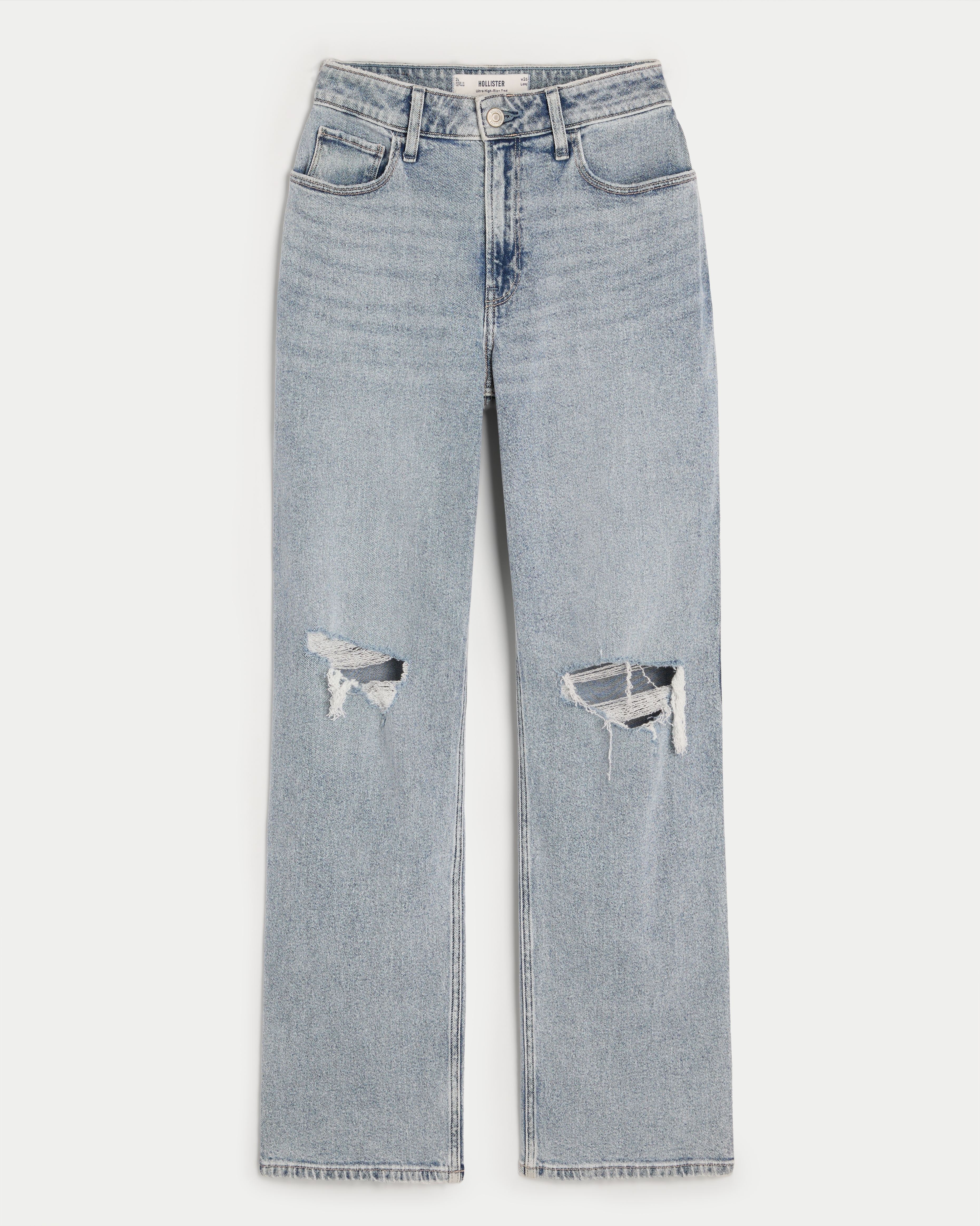 Ultra High-Rise Ripped Light Wash Dad Jeans