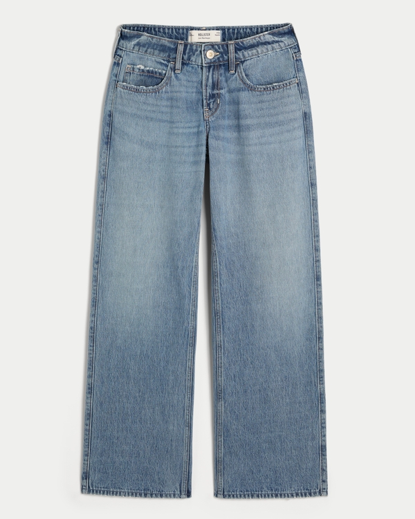 Low-Rise Medium Wash Baggy Jeans, Medium